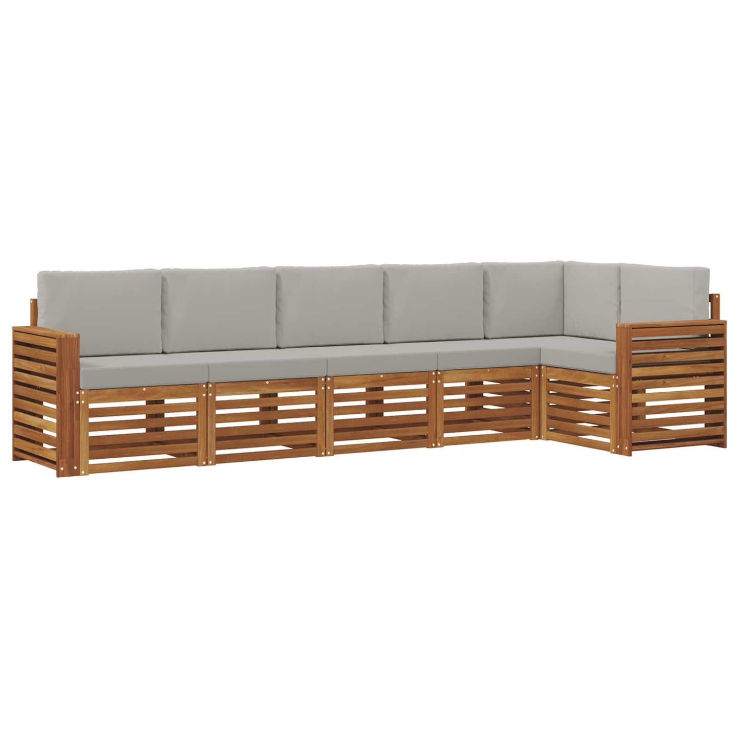 vidaXL Σαλονάκι Γωνιακού Καναπέ 6 pcs Φυσικό και Ανοιχτό Γκρι