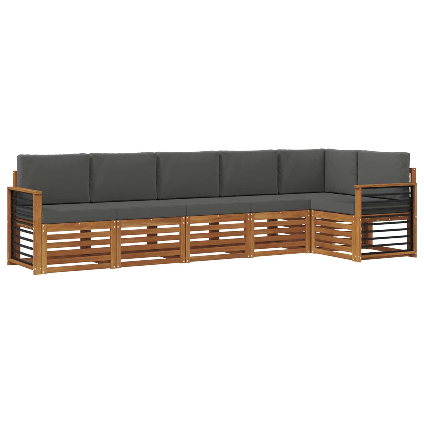 vidaXL Σαλονάκι Γωνιακού Καναπέ με μαξιλάρι 6 pcs Φυσικό και Ανθρακί