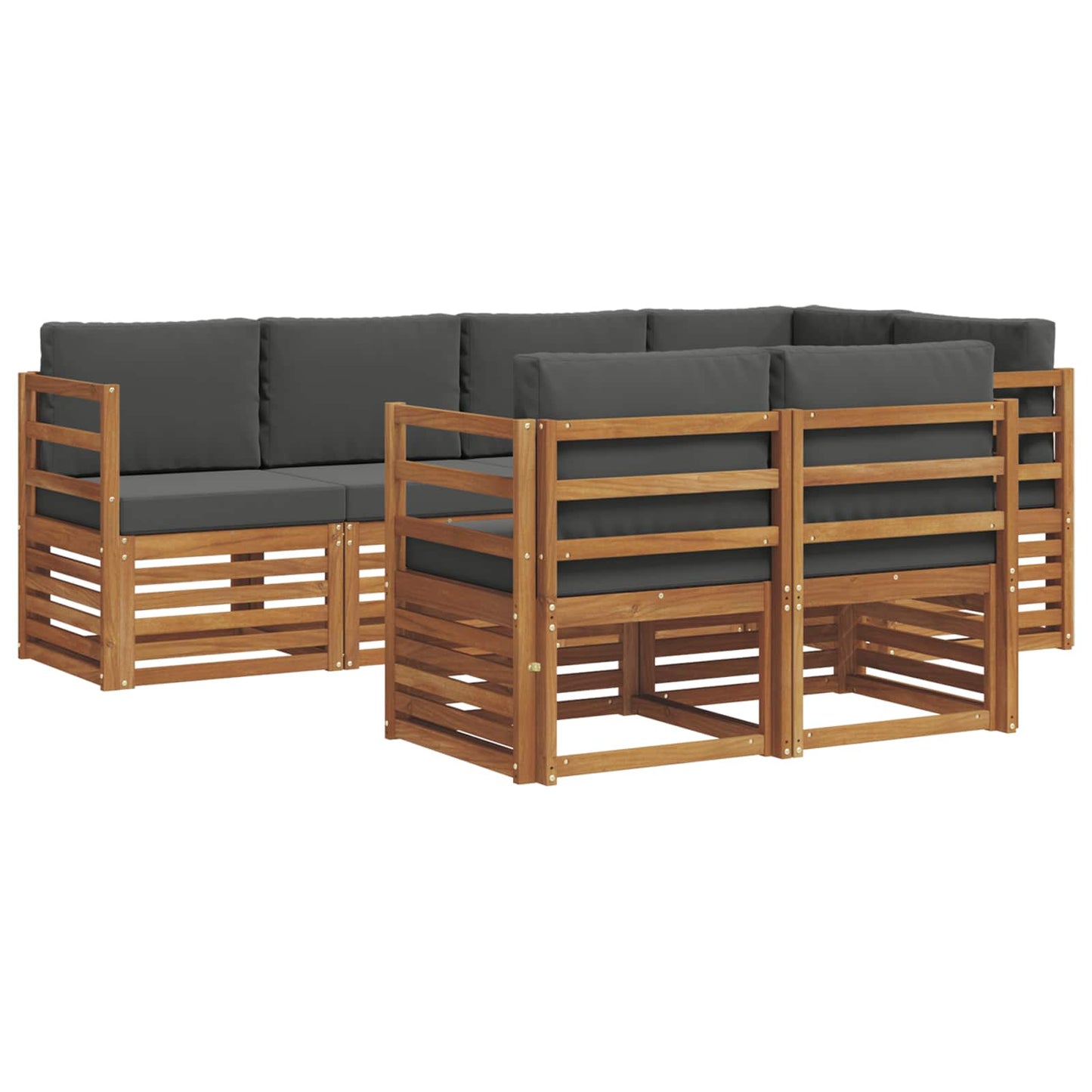 vidaXL Σαλονάκι Γωνιακού Καναπέ με μαξιλάρι 7 pcs Φυσικό και Ανθρακί