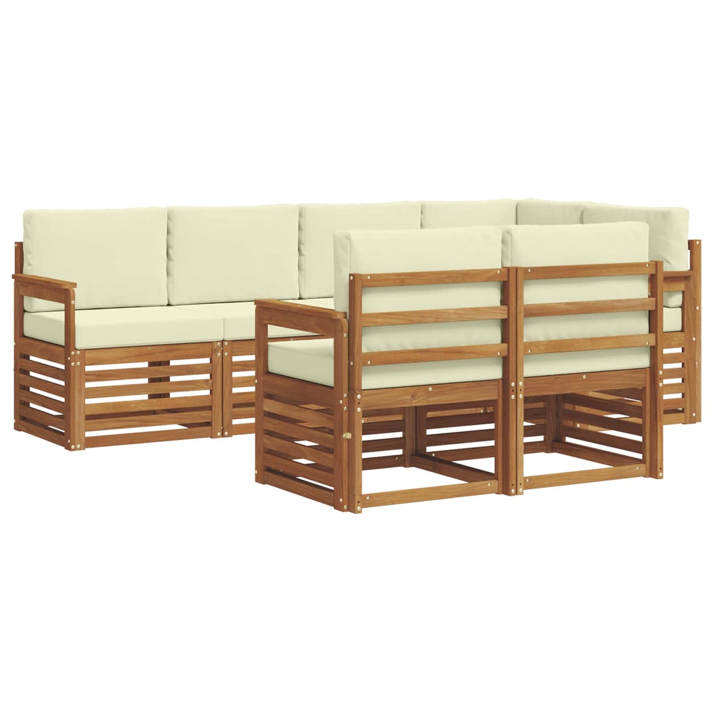 vidaXL Σαλονάκι Γωνιακού Καναπέ με μαξιλάρι 7 pcs Φυσικό και Κρέμα