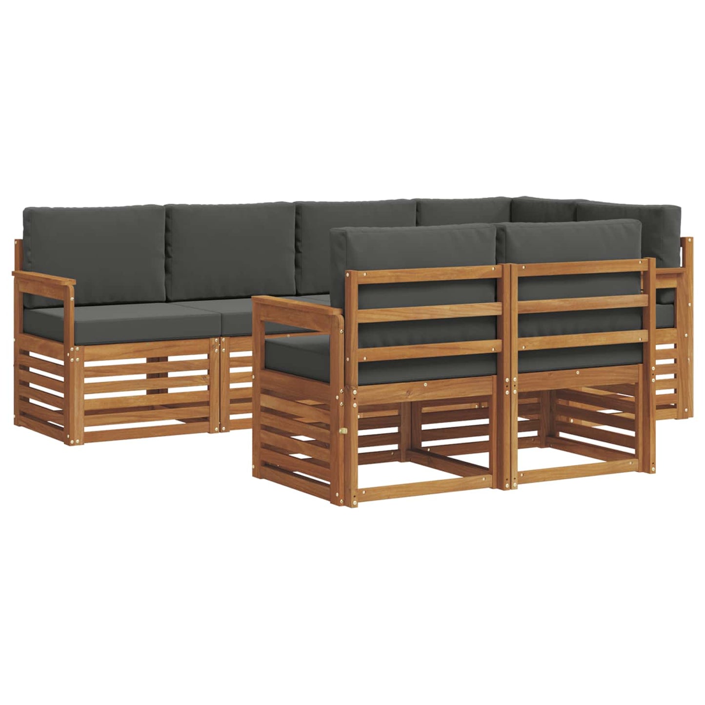 vidaXL Σαλονάκι Γωνιακού Καναπέ με μαξιλάρι 7 pcs Φυσικό και Ανθρακί