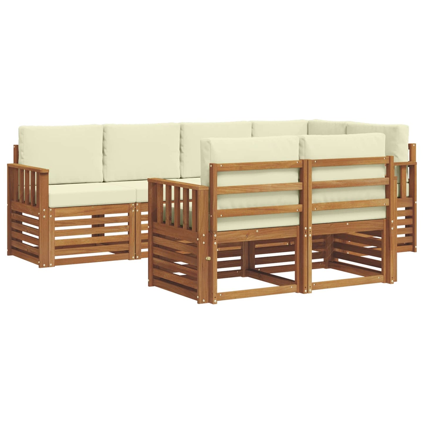 vidaXL Σαλονάκι Γωνιακού Καναπέ με μαξιλάρι 7 pcs Φυσικό και Κρέμα