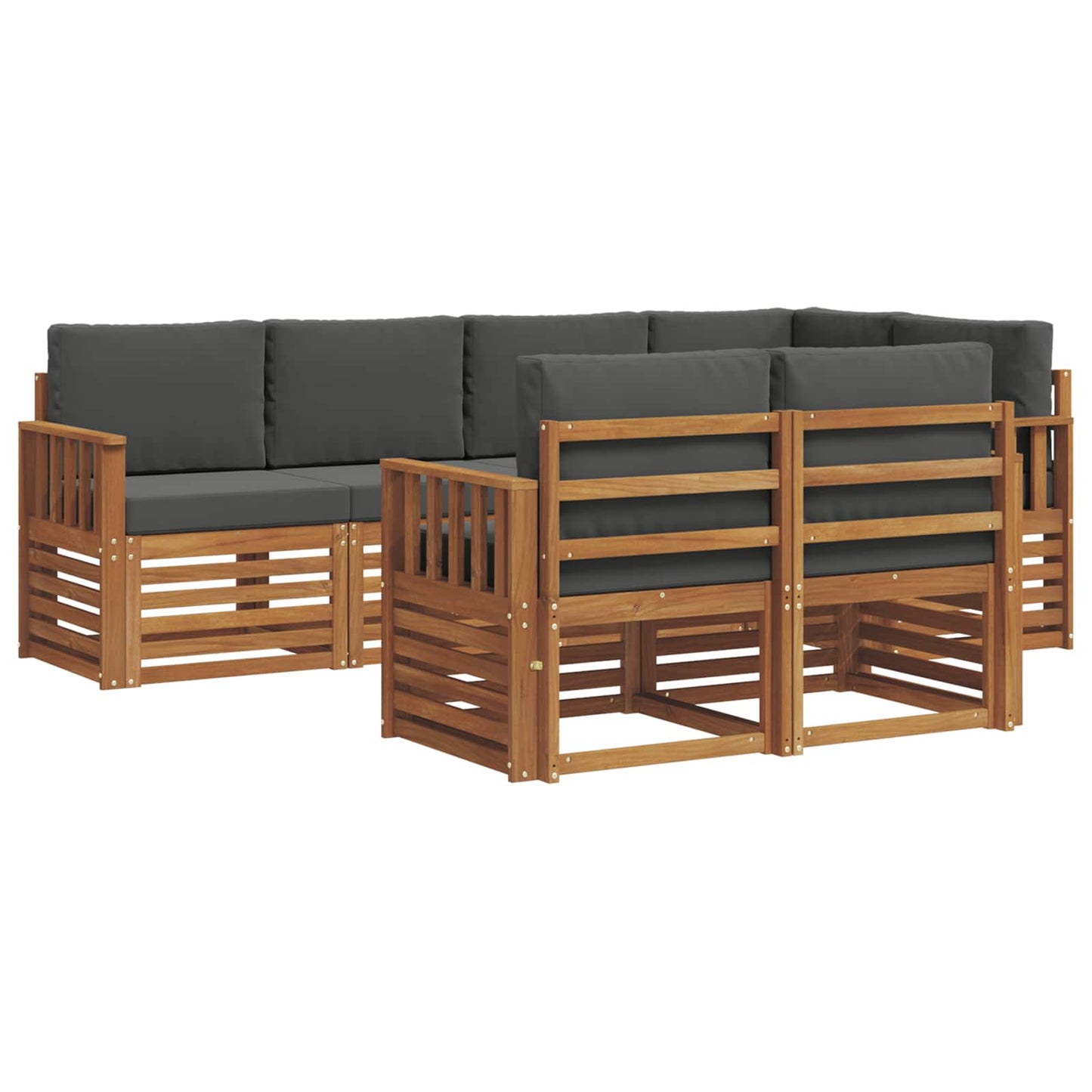 vidaXL Σαλονάκι Γωνιακού Καναπέ με μαξιλάρι 7 pcs Φυσικό και Ανθρακί