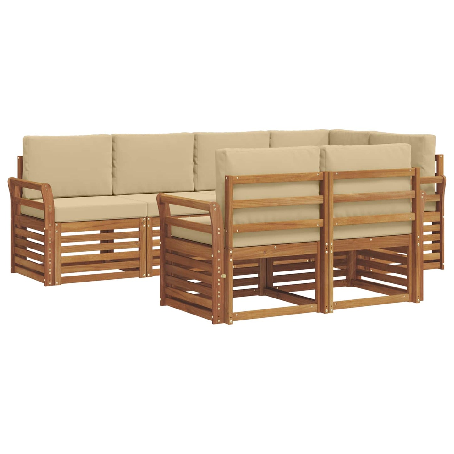 vidaXL Σαλονάκι Γωνιακού Καναπέ με μαξιλάρι 7 pcs Φυσικό και Μπεζ