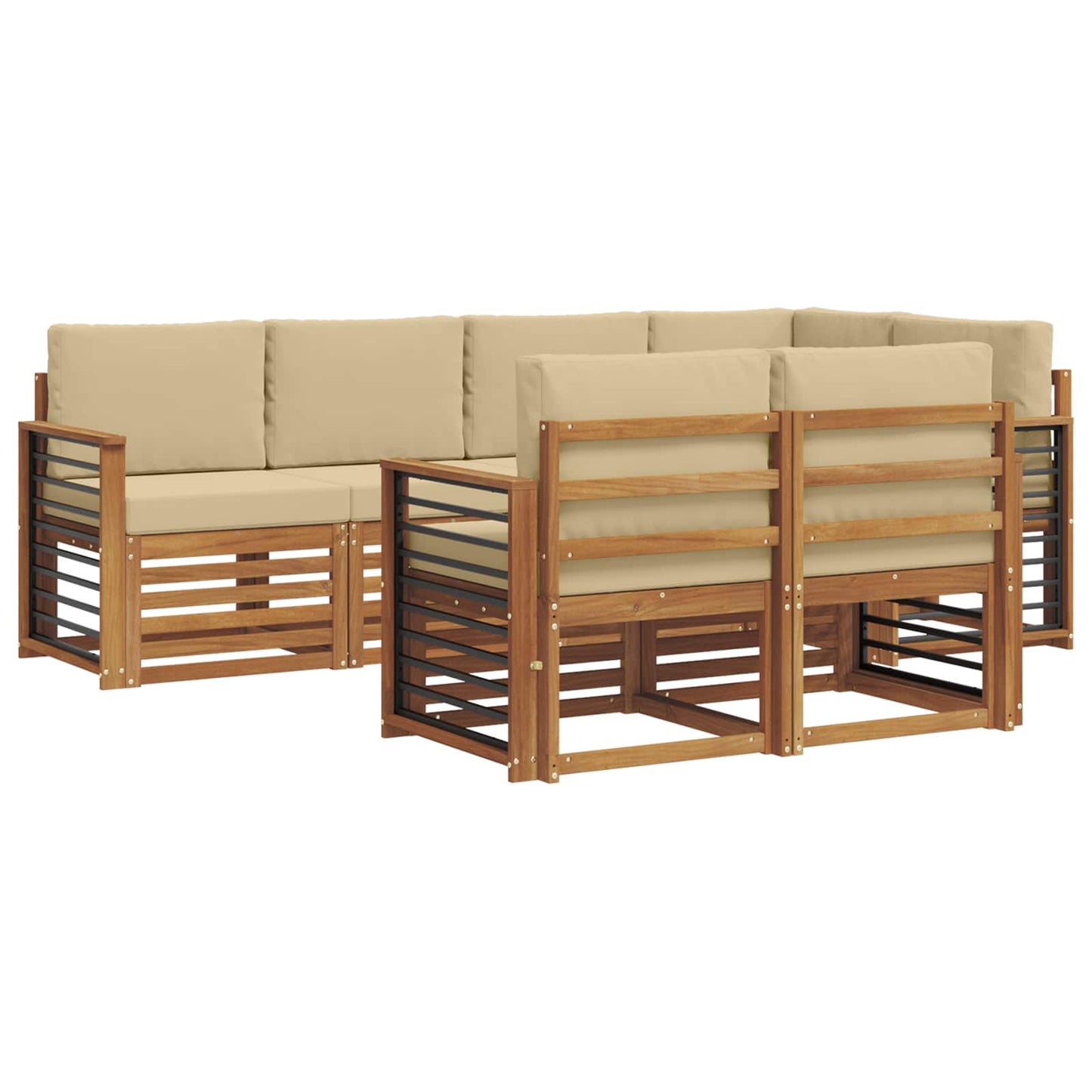 vidaXL Σαλονάκι Γωνιακού Καναπέ με μαξιλάρι 7 pcs Φυσικό και Μπεζ