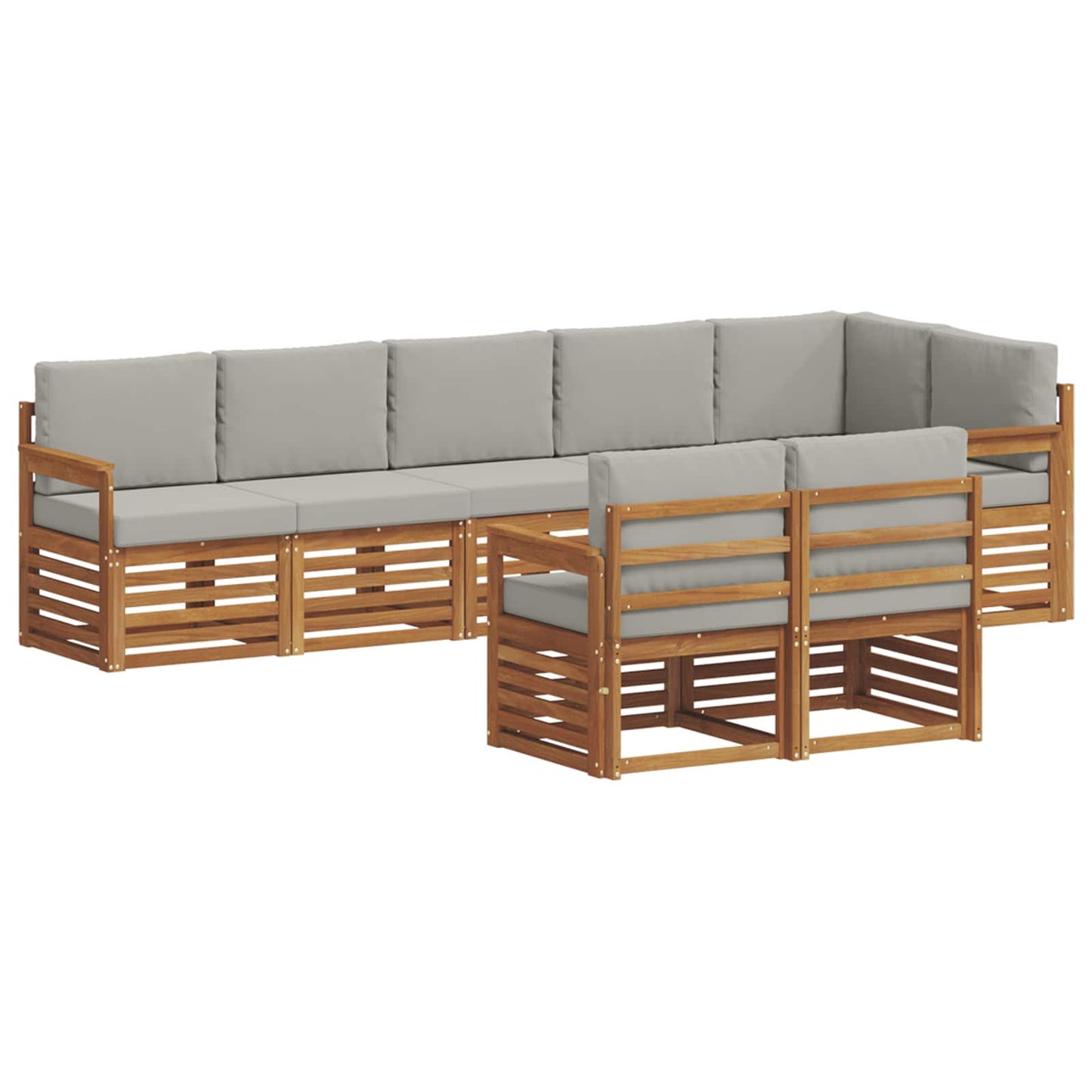 vidaXL Σετ Καναπέ 8 pcs Φυσικό και Ανοιχτό Γκρι Στερεό Ξύλο Ακακίας