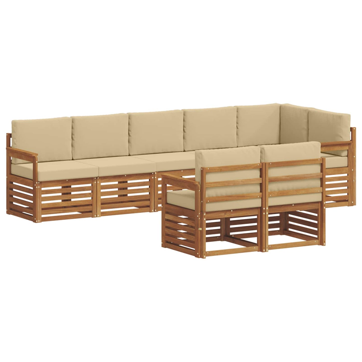 vidaXL Σετ Καναπέ 8 pcs Φυσικό και Μπεζ Στερεό Ξύλο Ακακίας