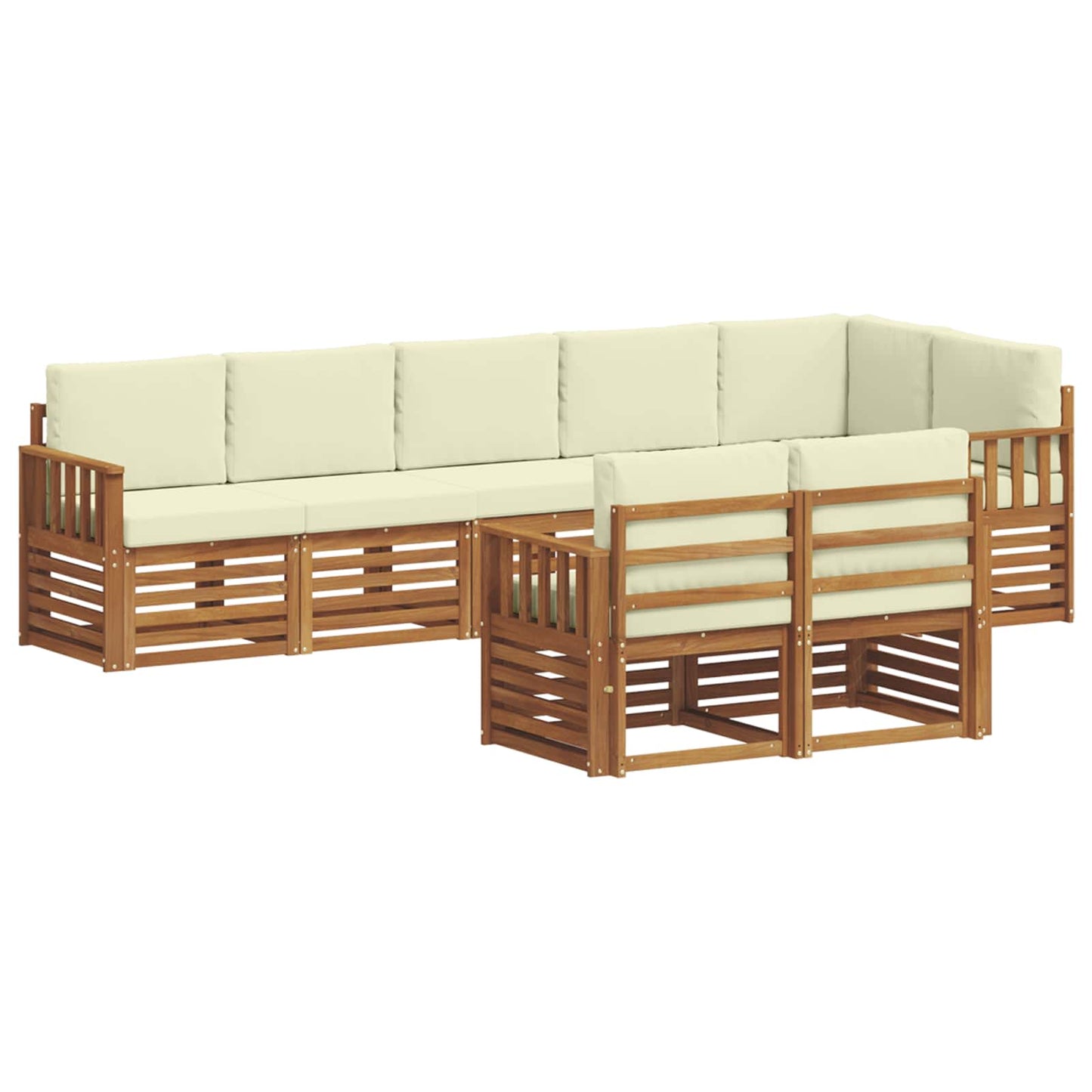 vidaXL Σετ Καναπέ 8 pcs Φυσικό και Κρέμα Στερεό Ξύλο Ακακίας
