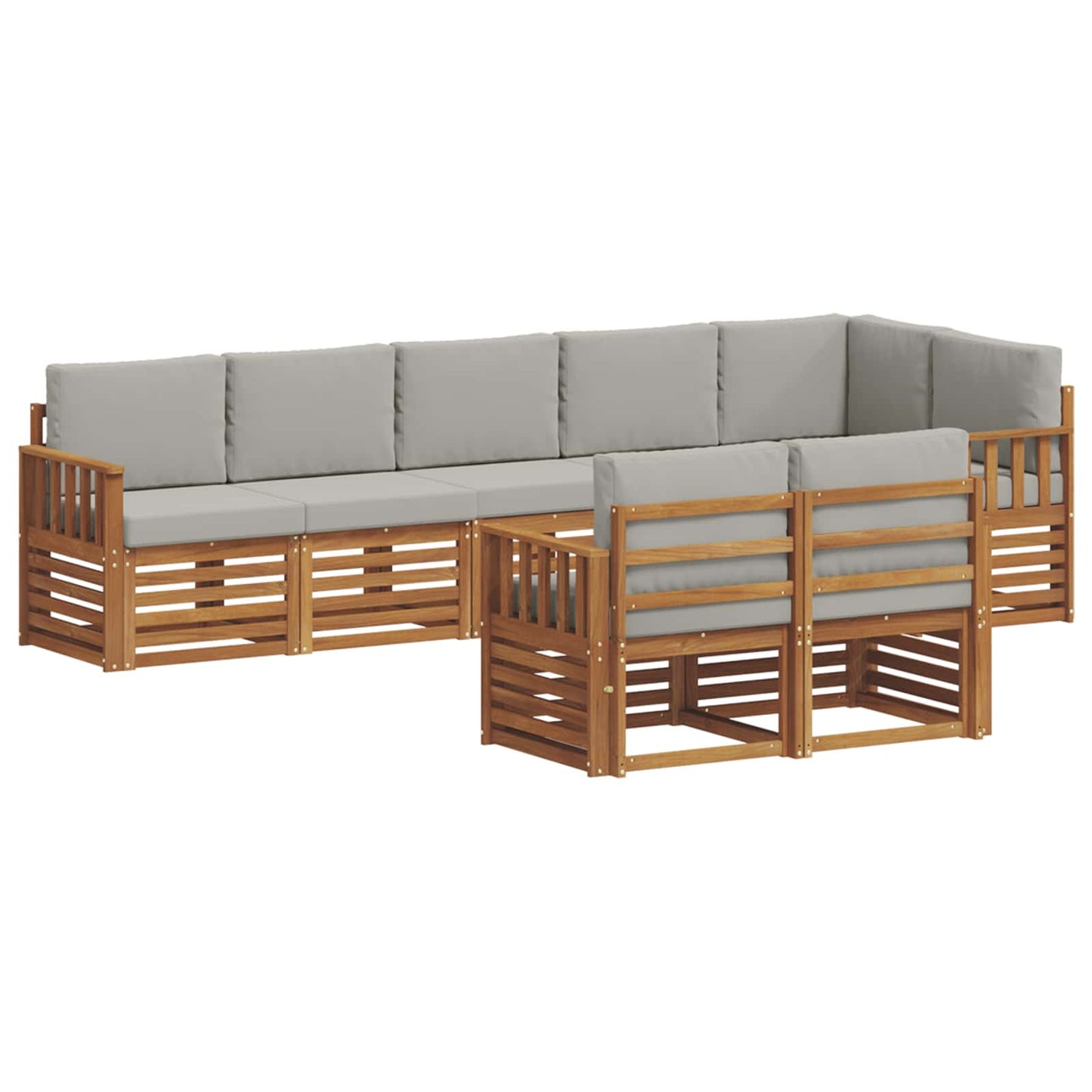 vidaXL Σετ Καναπέ 8 pcs Φυσικό και Ανοιχτό Γκρι Στερεό Ξύλο Ακακίας