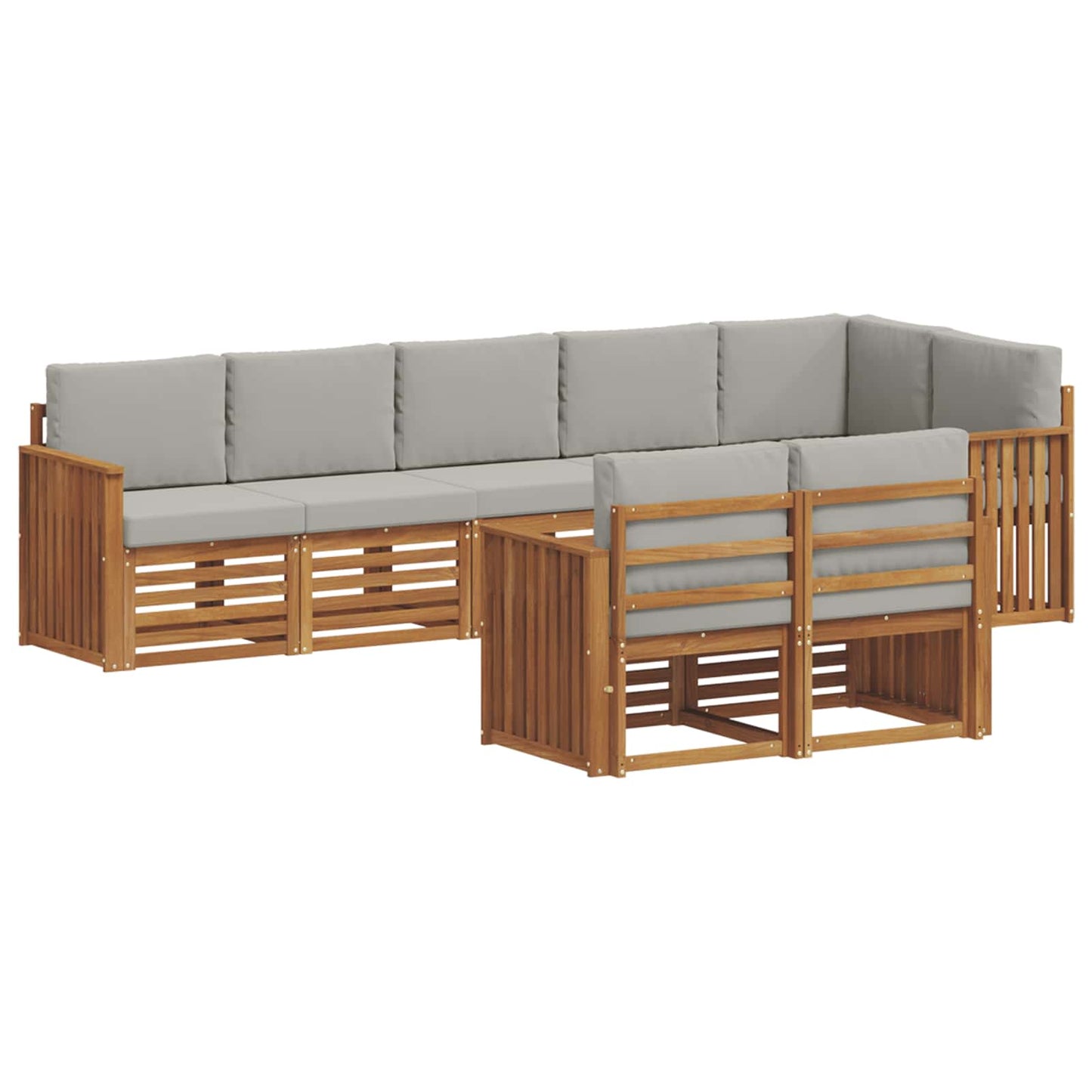 vidaXL Σετ Καναπέ 8 pcs Φυσικό και Ανοιχτό Γκρι Στερεό Ξύλο Ακακίας