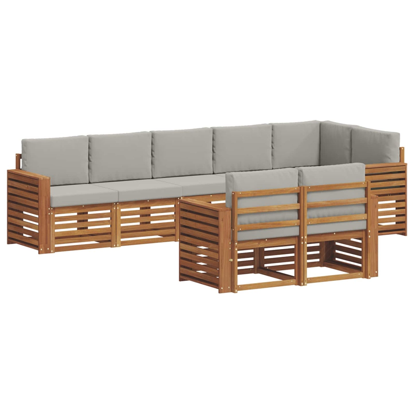 vidaXL Σετ Καναπέ 8 pcs Φυσικό και Ανοιχτό Γκρι Στερεό Ξύλο Ακακίας