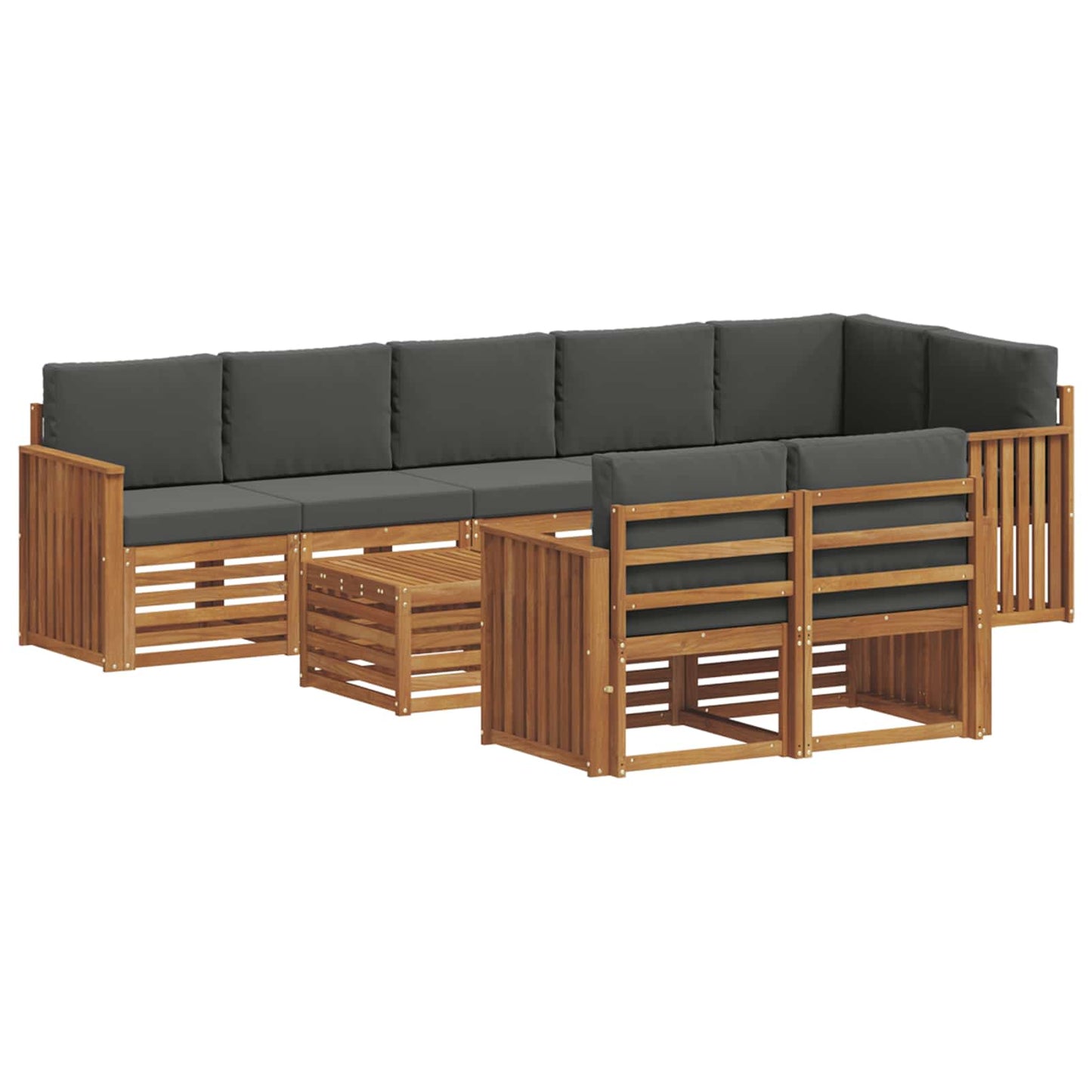 vidaXL Σετ Καναπέ 9 pcs Φυσικό και Ανθρακί Στερεό Ξύλο Ακακίας