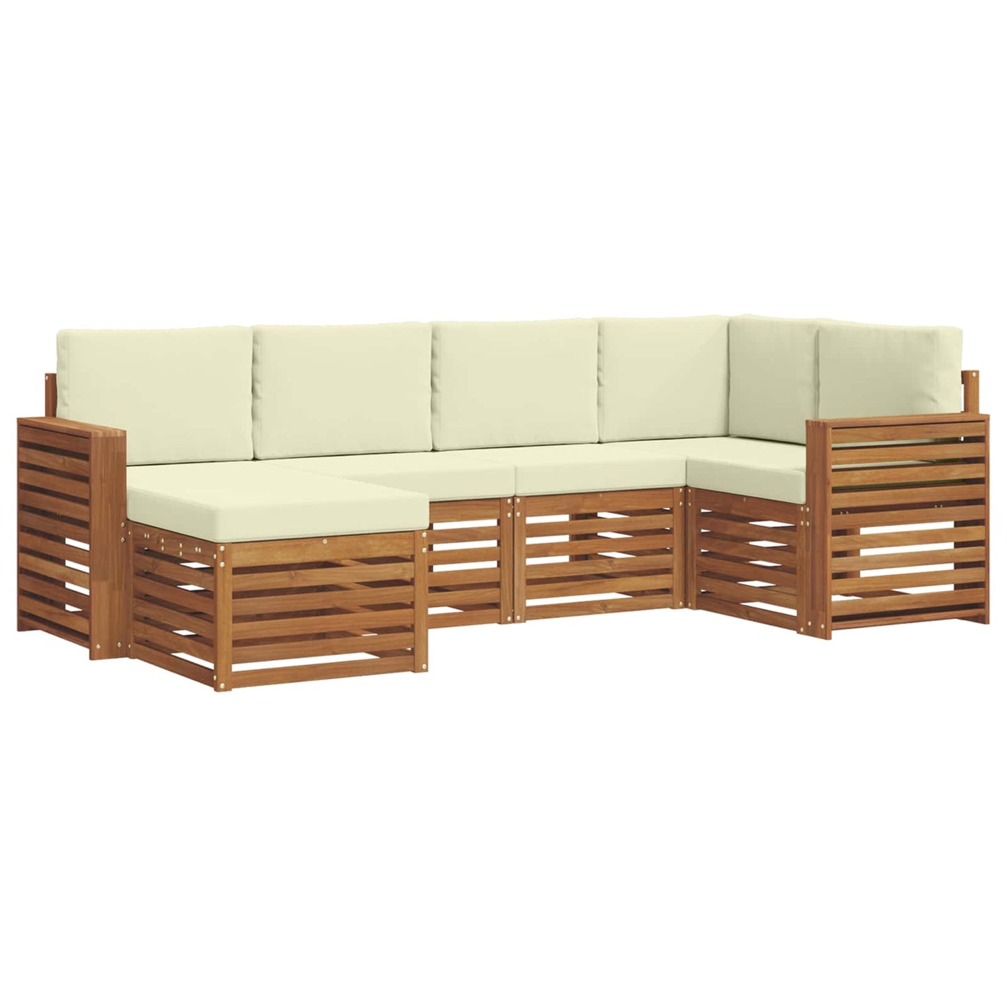 vidaXL Σαλονάκι Γωνιακού Καναπέ με μαξιλάρι 6 pcs Φυσικό και Κρέμα