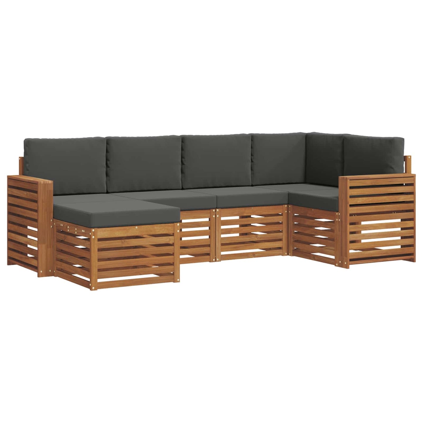 vidaXL Σαλονάκι Γωνιακού Καναπέ με μαξιλάρι 6 pcs Φυσικό και Ανθρακί