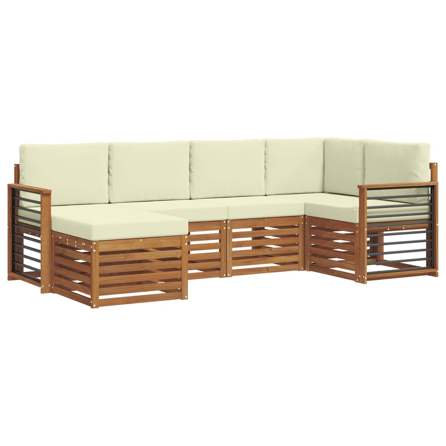 vidaXL Σαλονάκι Γωνιακού Καναπέ με μαξιλάρι 6 pcs Φυσικό και Κρέμα