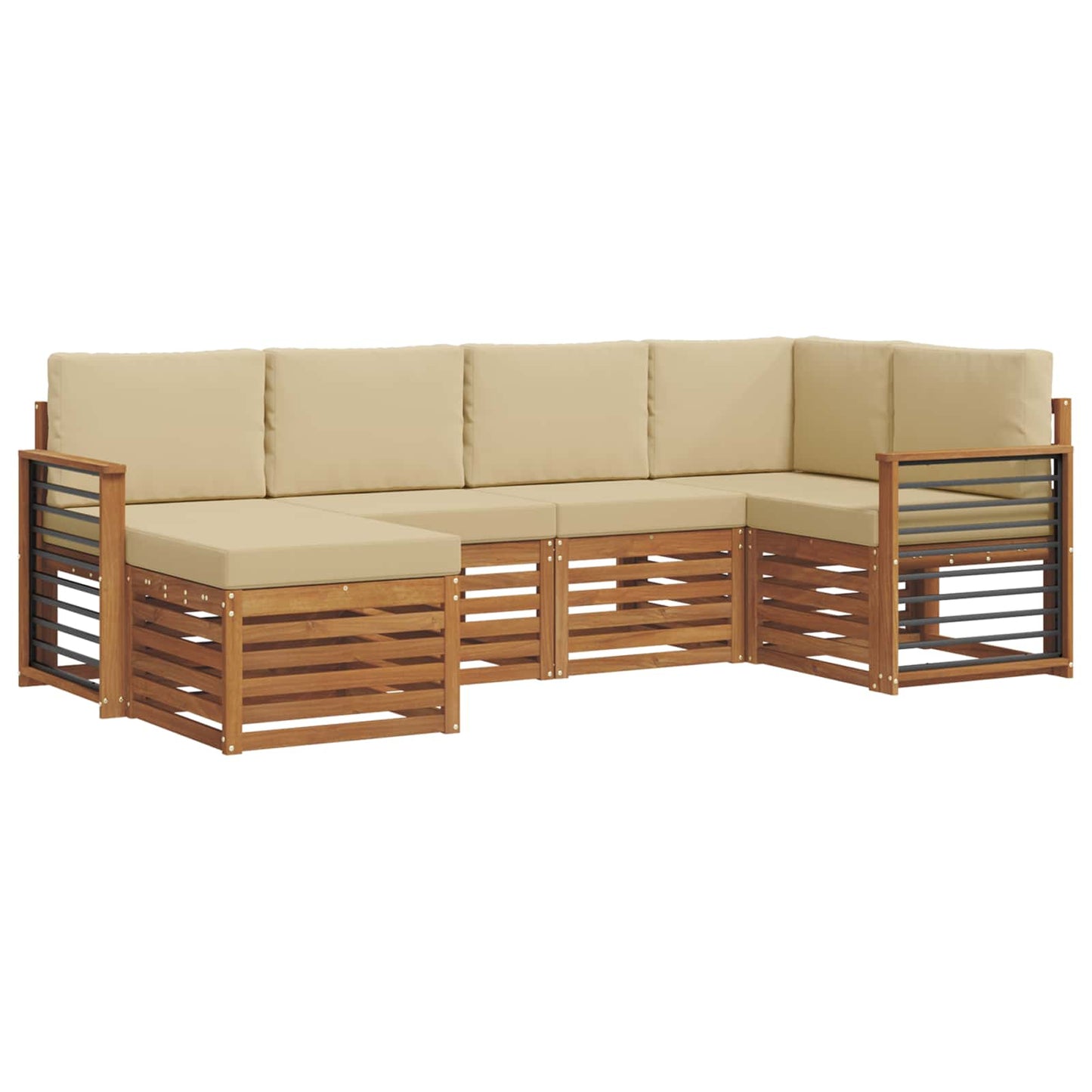 vidaXL Σαλονάκι Γωνιακού Καναπέ με μαξιλάρι 6 pcs Φυσικό και Μπεζ