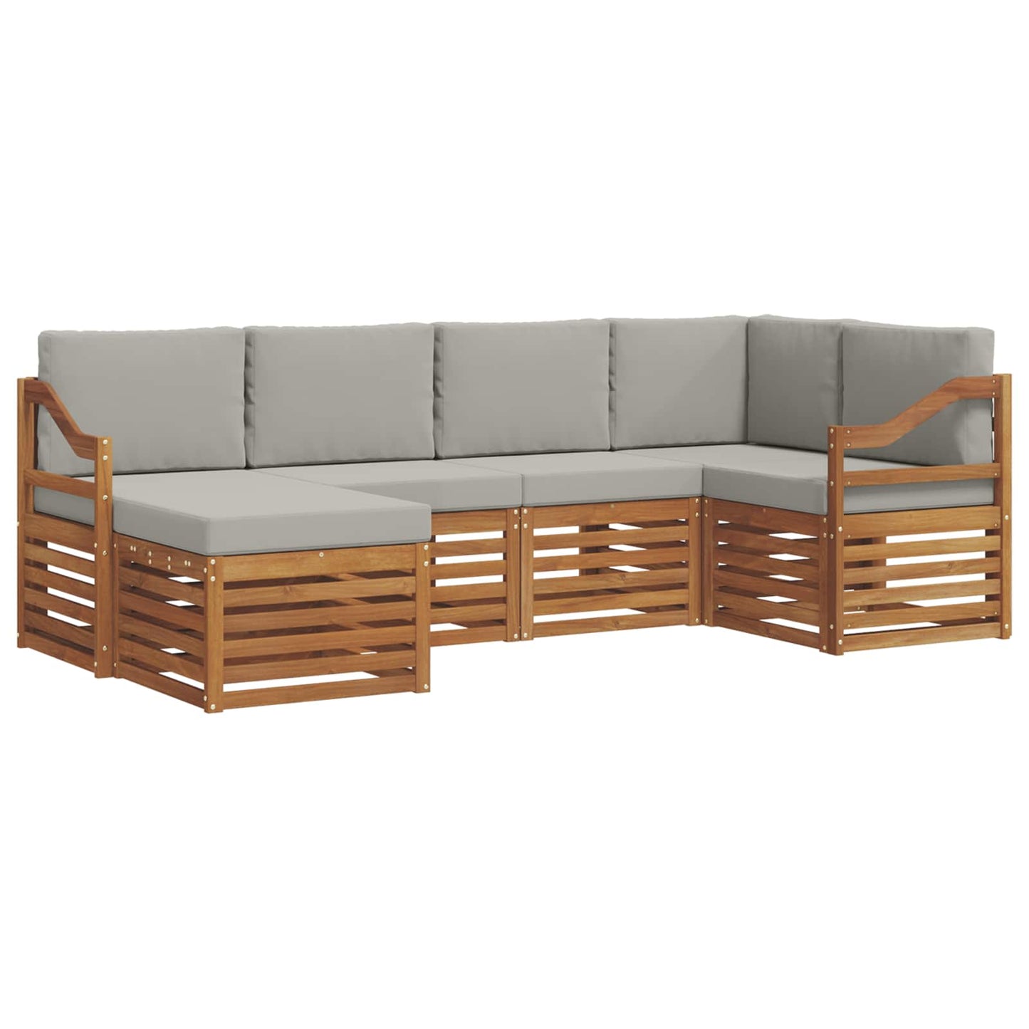vidaXL Σαλονάκι Γωνιακού Καναπέ 6 pcs Φυσικό και Ανοιχτό Γκρι