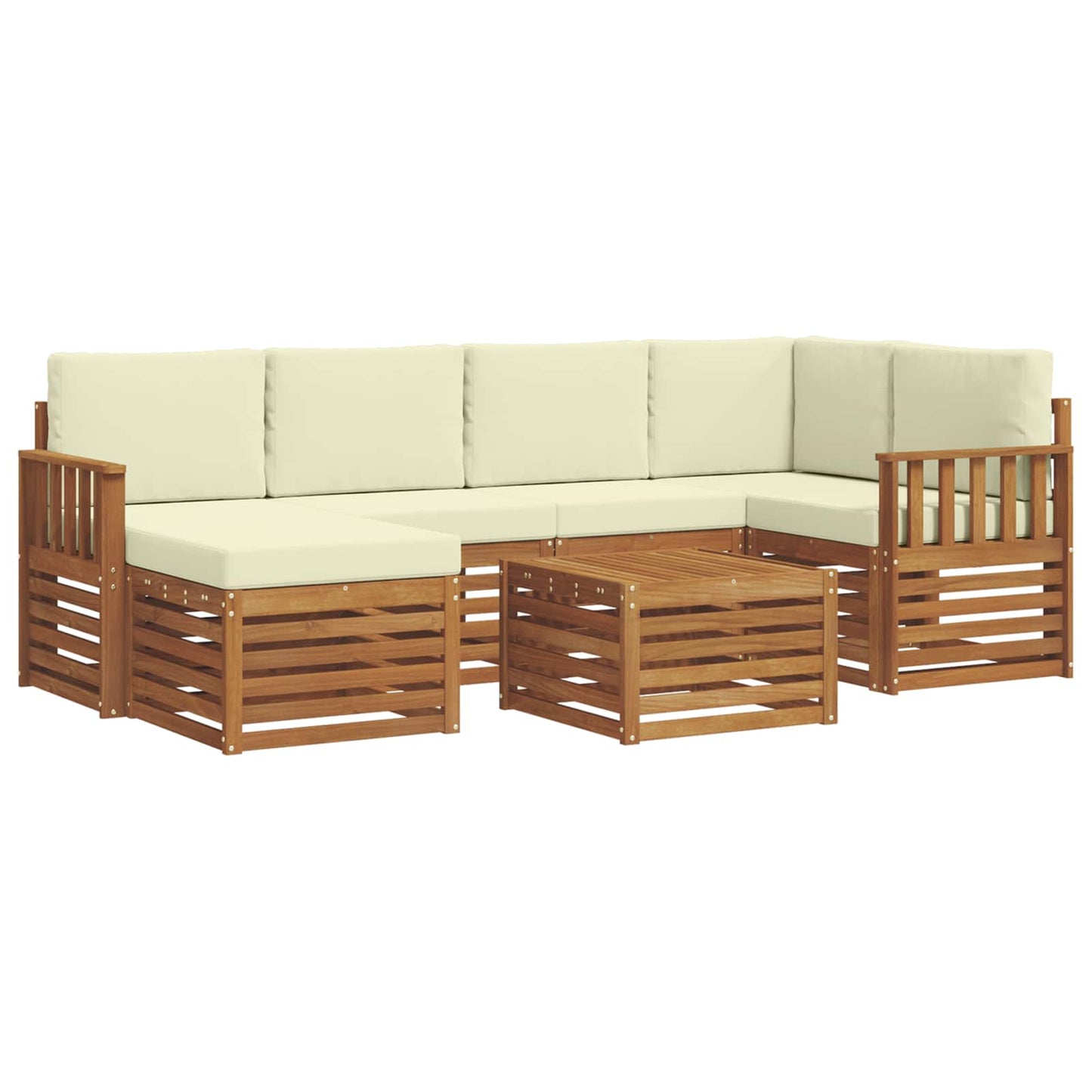 vidaXL Σαλονάκι Γωνιακού Καναπέ με μαξιλάρι 7 pcs Φυσικό και Κρέμα