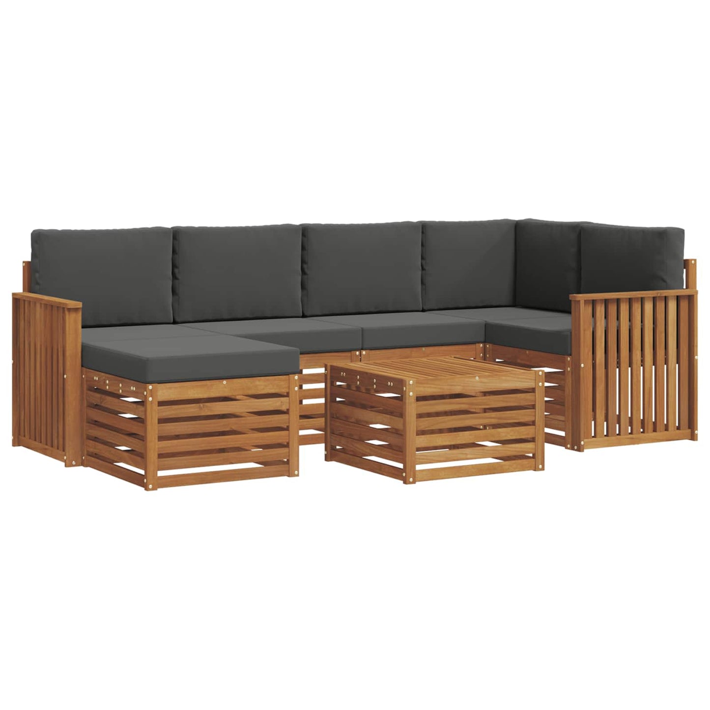 vidaXL Σαλονάκι Γωνιακού Καναπέ με μαξιλάρι 7 pcs Φυσικό και Ανθρακί