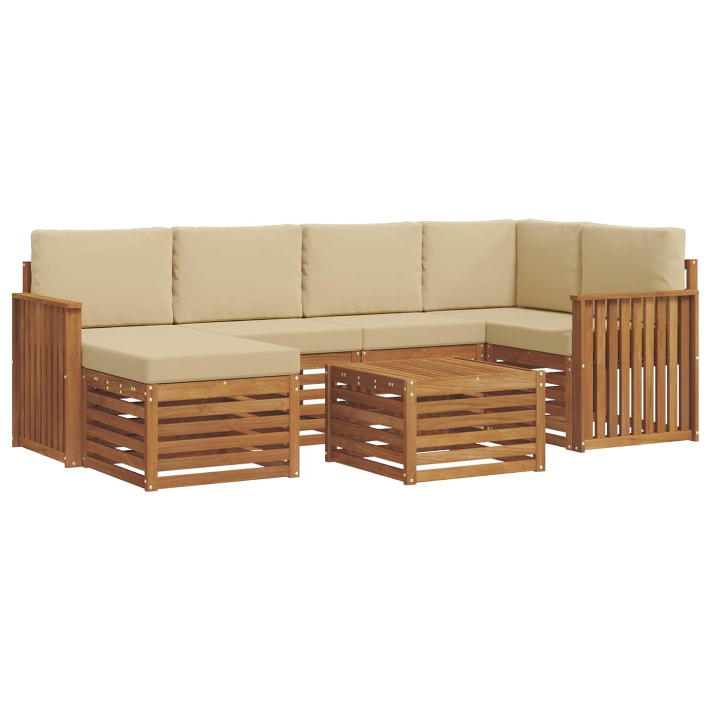vidaXL Σαλονάκι Γωνιακού Καναπέ με μαξιλάρι 7 pcs Φυσικό και Μπεζ