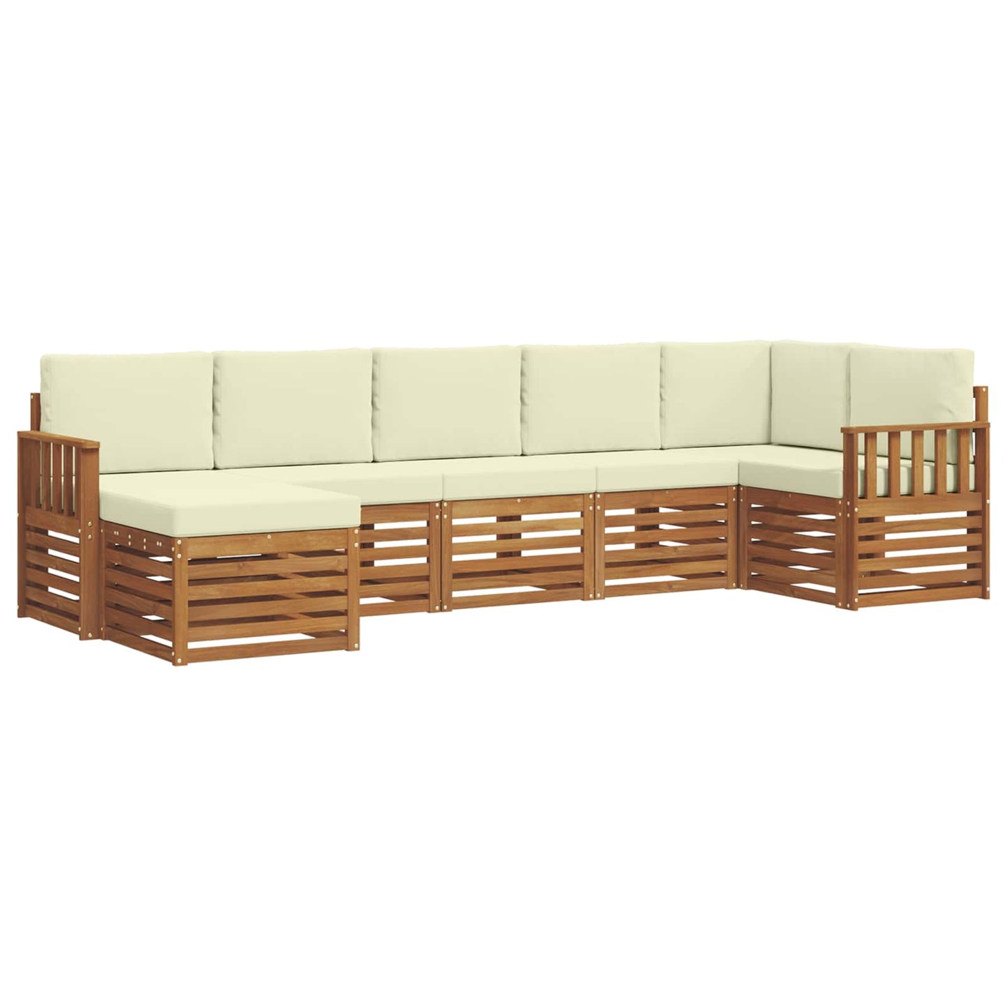vidaXL Σαλονάκι Γωνιακού Καναπέ με μαξιλάρι 7 pcs Φυσικό και Κρέμα