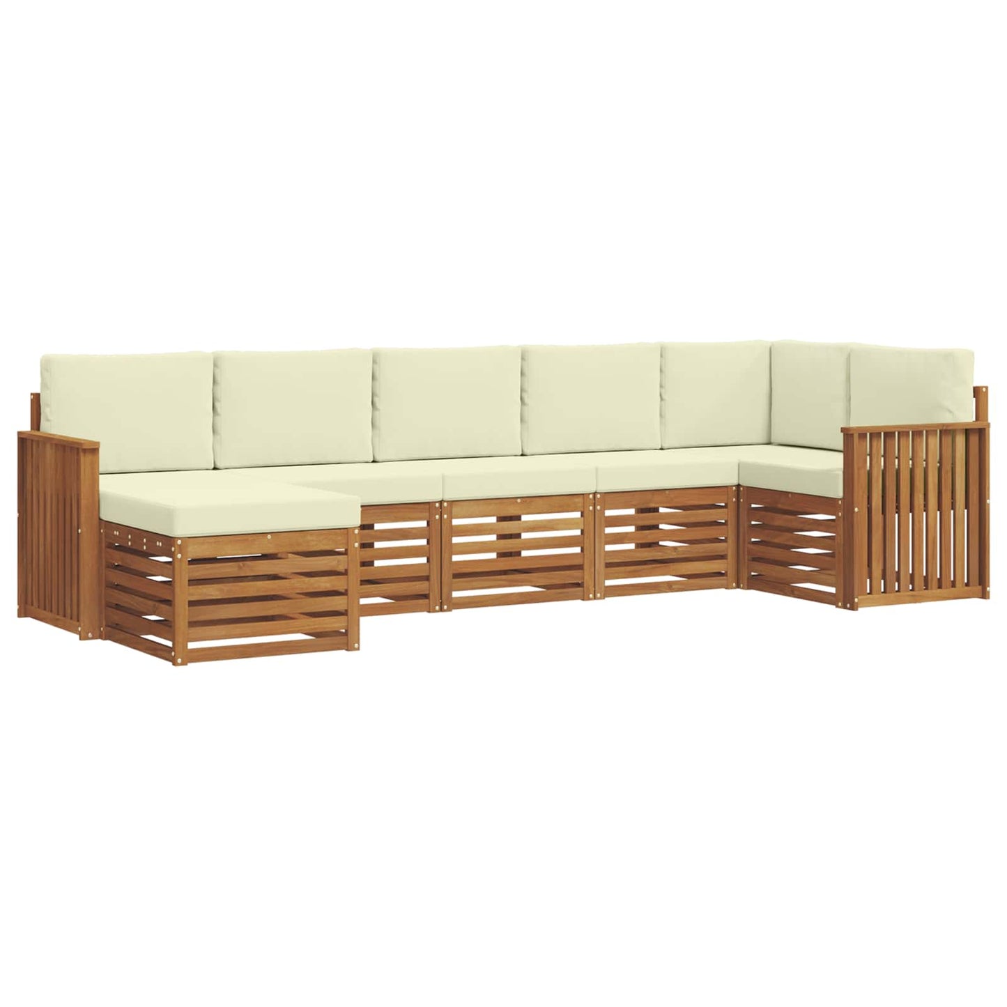 vidaXL Σαλονάκι Γωνιακού Καναπέ με μαξιλάρι 7 pcs Φυσικό και Κρέμα