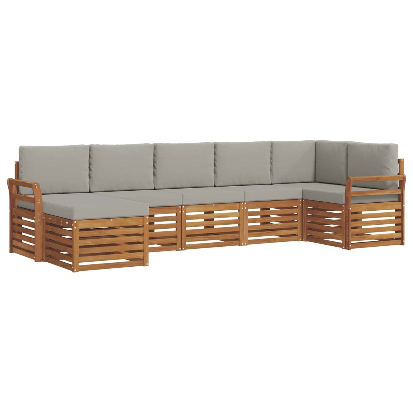 vidaXL Σαλονάκι Γωνιακού Καναπέ 7 pcs Φυσικό και Ανοιχτό Γκρι