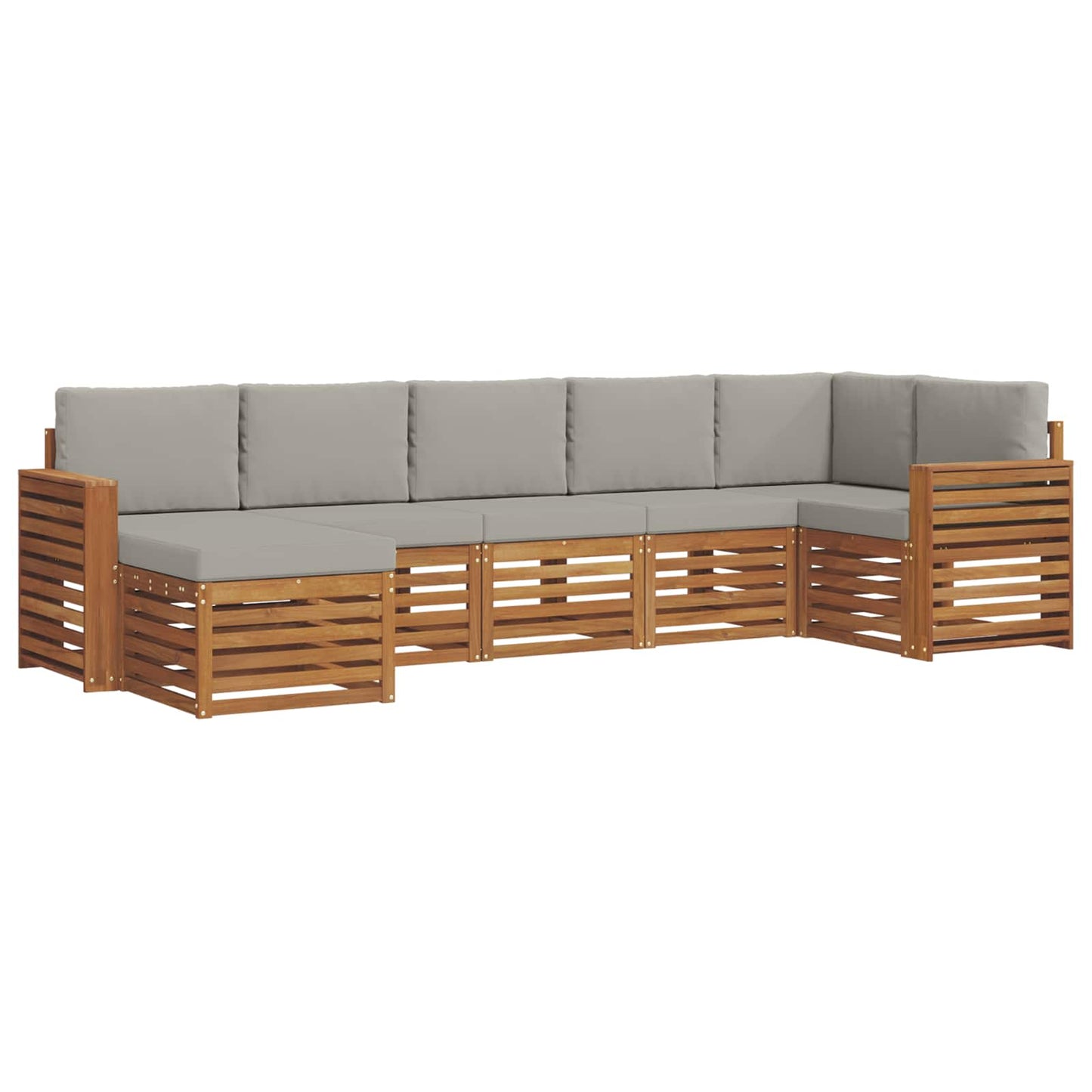 vidaXL Σαλονάκι Γωνιακού Καναπέ 7 pcs Φυσικό και Ανοιχτό Γκρι