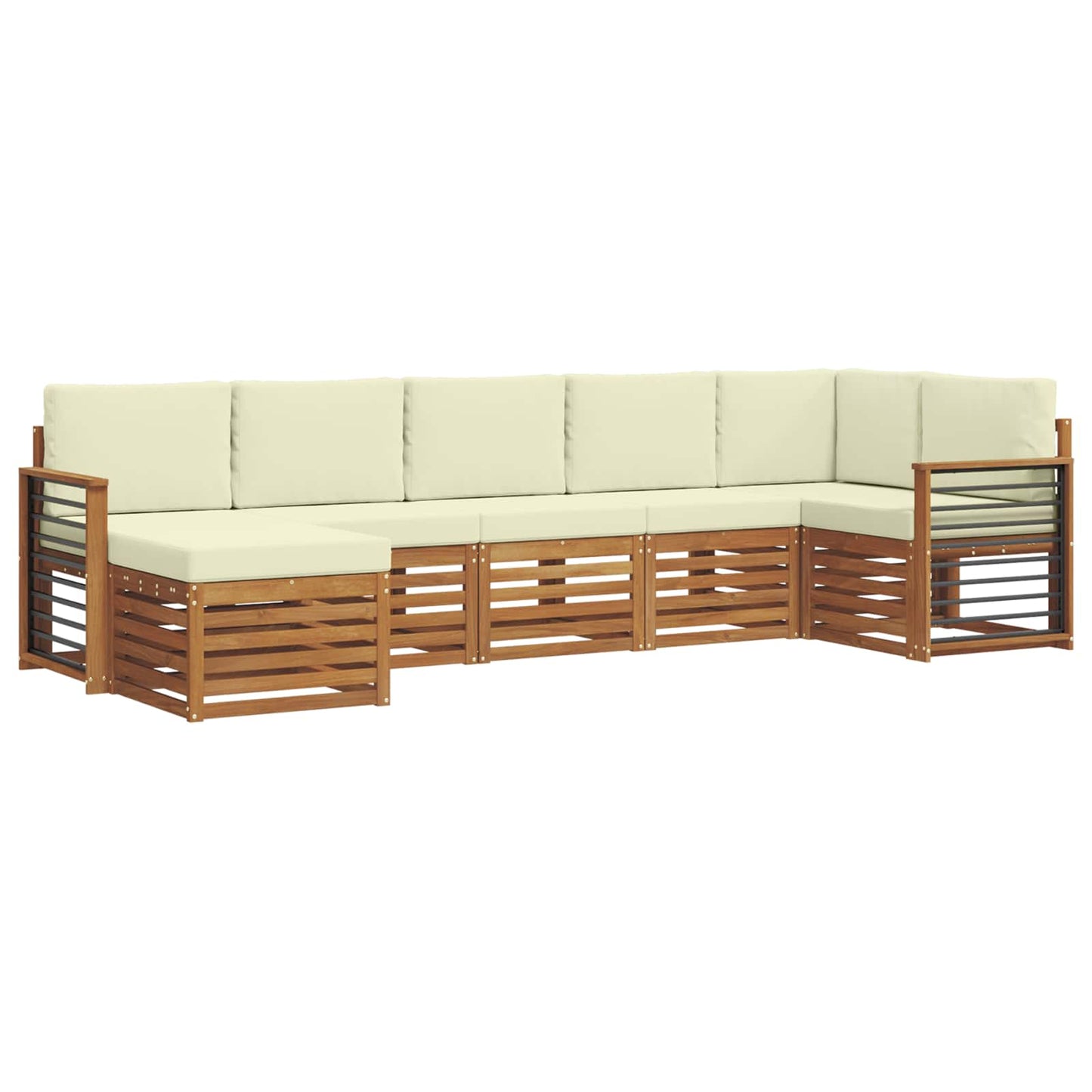 vidaXL Σαλονάκι Γωνιακού Καναπέ με μαξιλάρι 7 pcs Φυσικό και Κρέμα