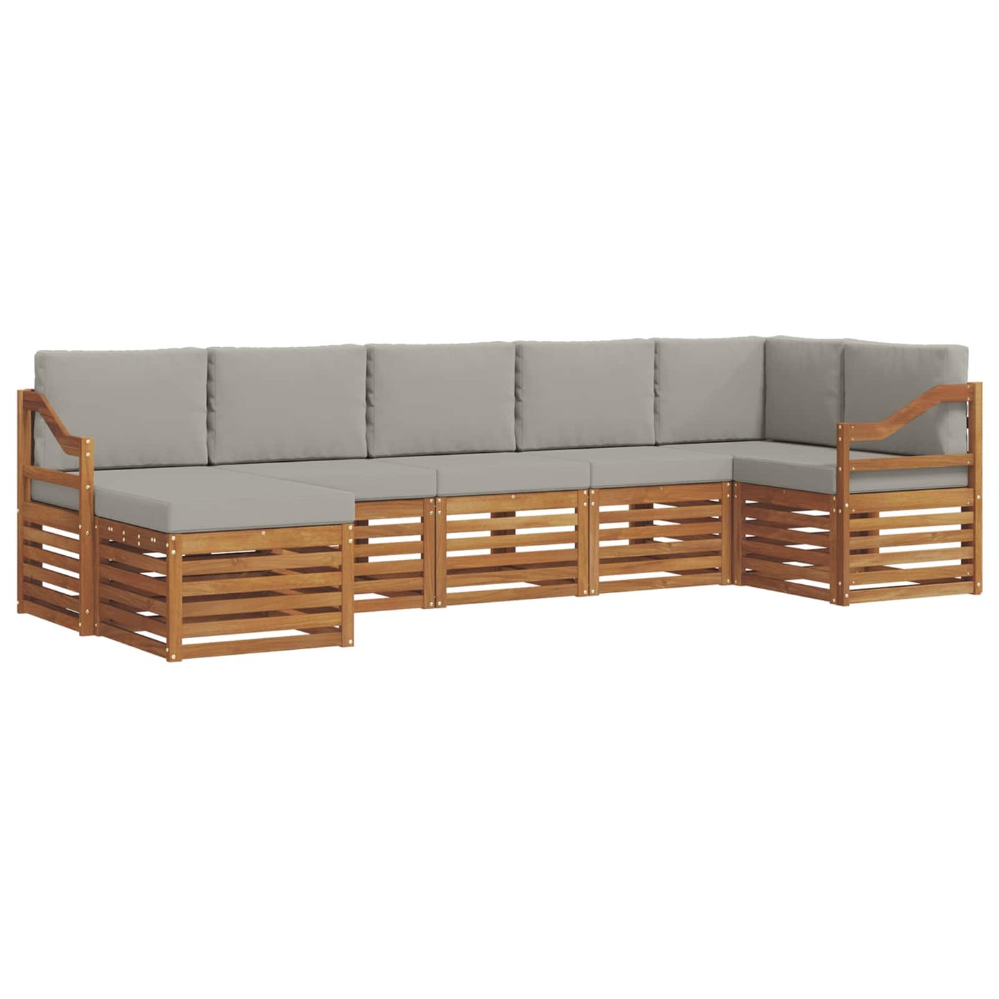 vidaXL Σαλονάκι Γωνιακού Καναπέ 7 pcs Φυσικό και Ανοιχτό Γκρι
