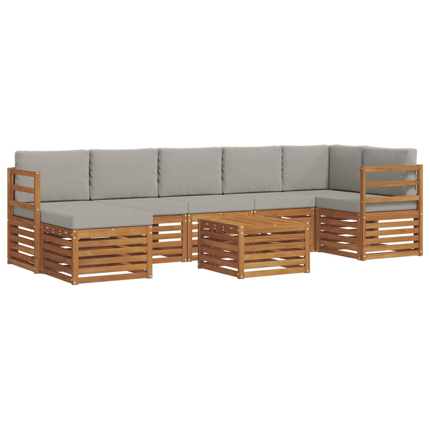 vidaXL Σειρά Καναπέ Εξωτερικού 8 pcs Φυσικό και Ανοιχτό Γκρι