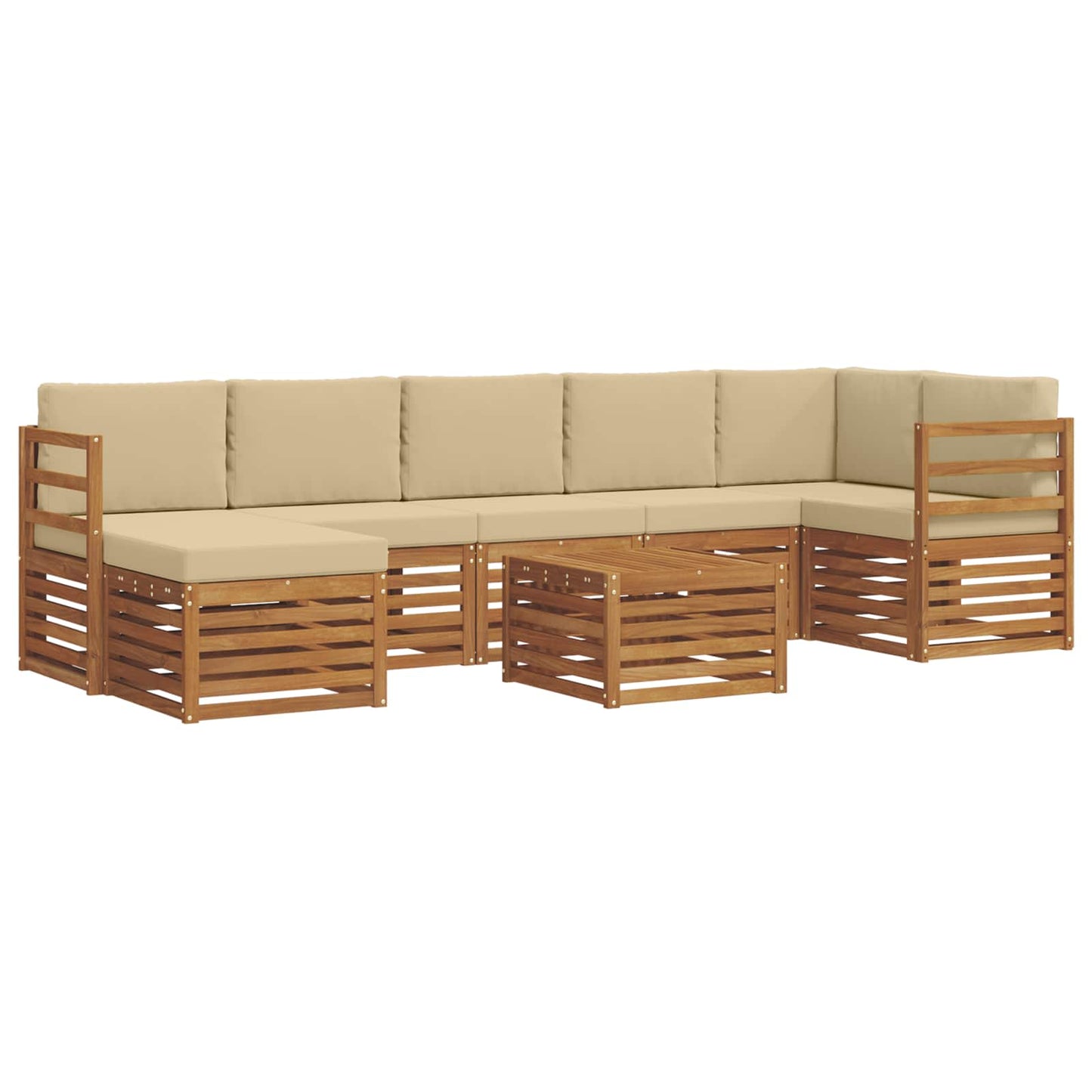vidaXL Σειρά Καναπέ Εξωτερικού με μαξιλάρι 8 pcs Φυσικό και Μπεζ