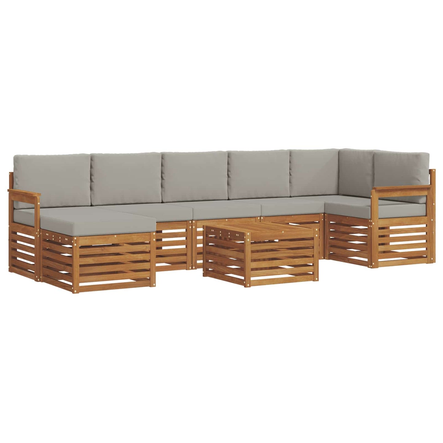 vidaXL Σειρά Καναπέ Εξωτερικού 8 pcs Φυσικό και Ανοιχτό Γκρι