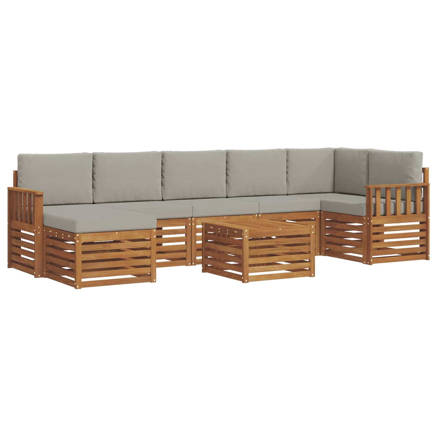 vidaXL Σειρά Καναπέ Εξωτερικού 8 pcs Φυσικό και Ανοιχτό Γκρι