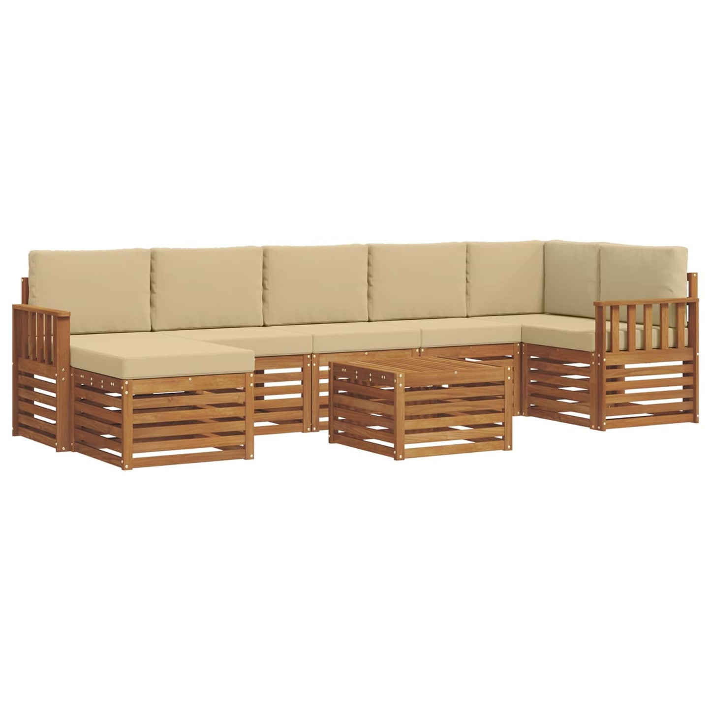 vidaXL Σειρά Καναπέ Εξωτερικού με μαξιλάρι 8 pcs Φυσικό και Μπεζ