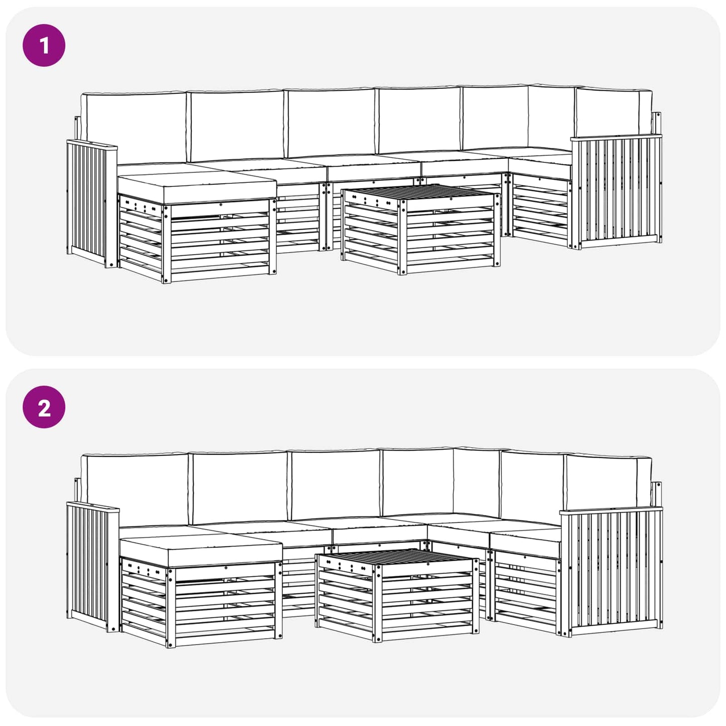 vidaXL Σειρά Καναπέ Εξωτερικού με μαξιλάρι 8 pcs Φυσικό και Ανθρακί