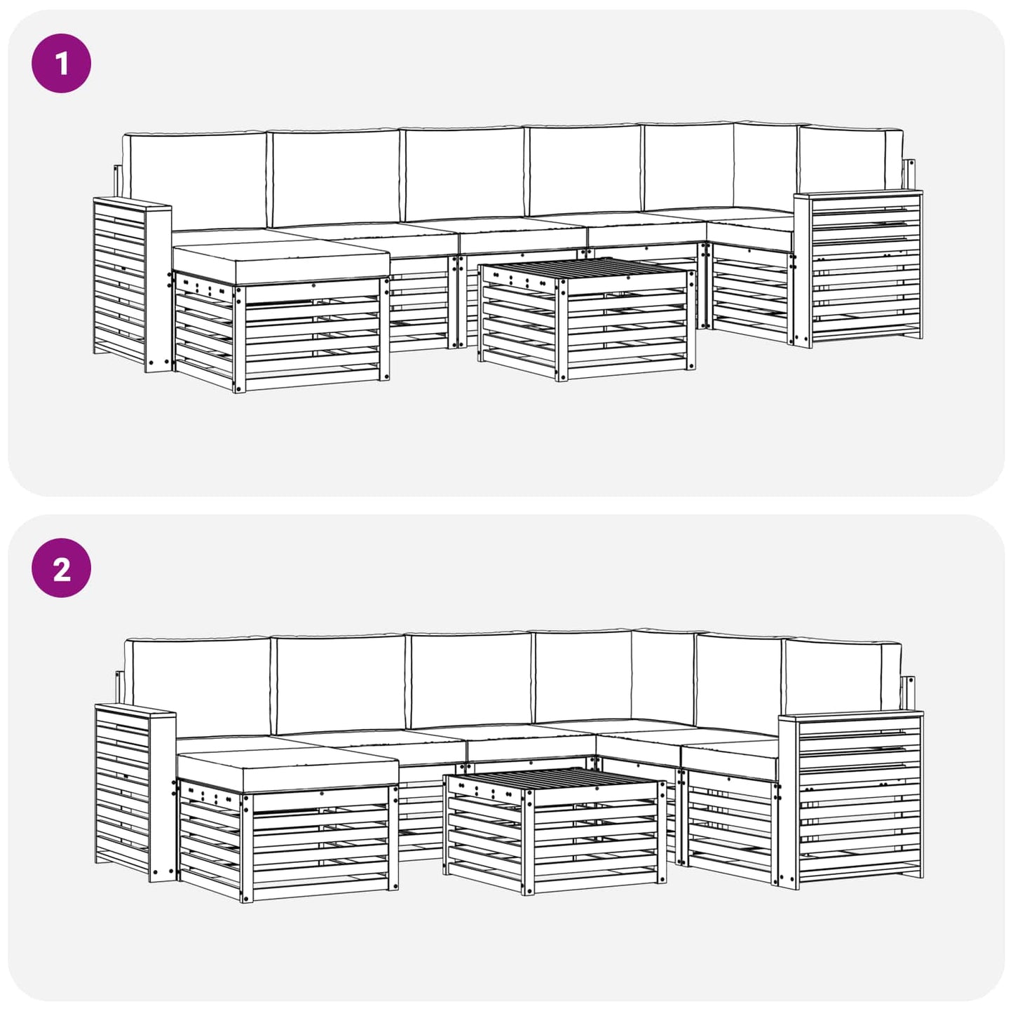 vidaXL Σειρά Καναπέ Εξωτερικού με μαξιλάρι 8 pcs Φυσικό και Κρέμα
