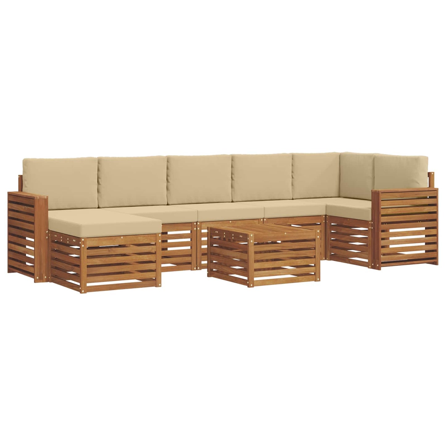 vidaXL Σειρά Καναπέ Εξωτερικού με μαξιλάρι 8 pcs Φυσικό και Μπεζ