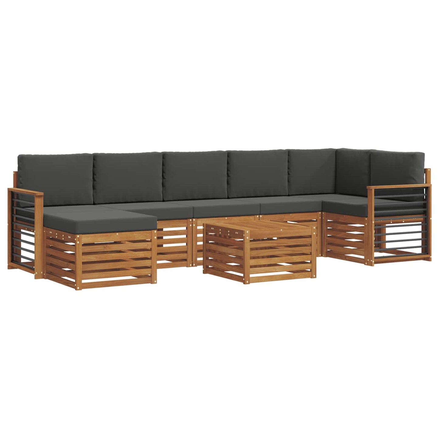 vidaXL Σειρά Καναπέ Εξωτερικού με μαξιλάρι 8 pcs Φυσικό και Ανθρακί