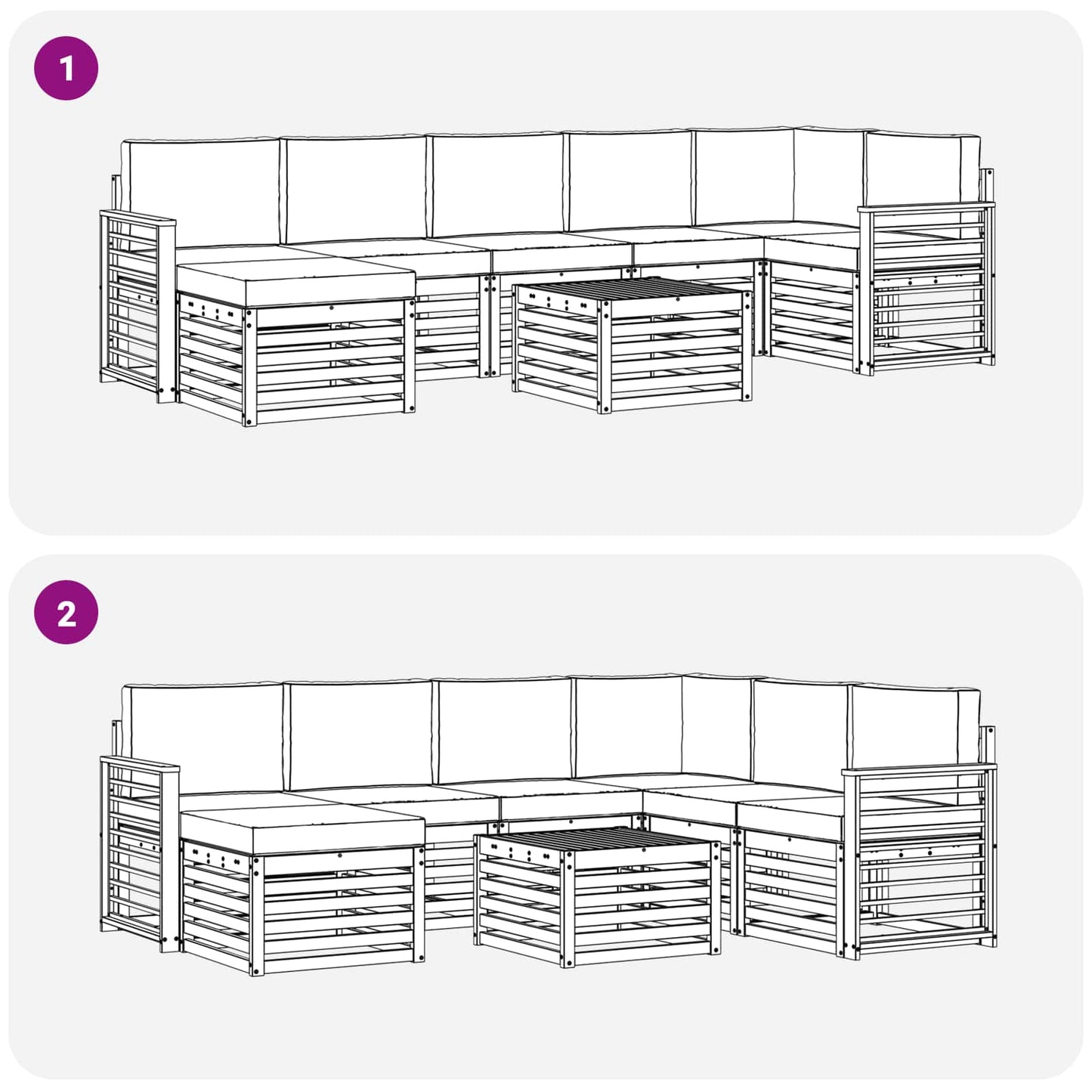 vidaXL Σειρά Καναπέ Εξωτερικού με μαξιλάρι 8 pcs Φυσικό και Ανθρακί