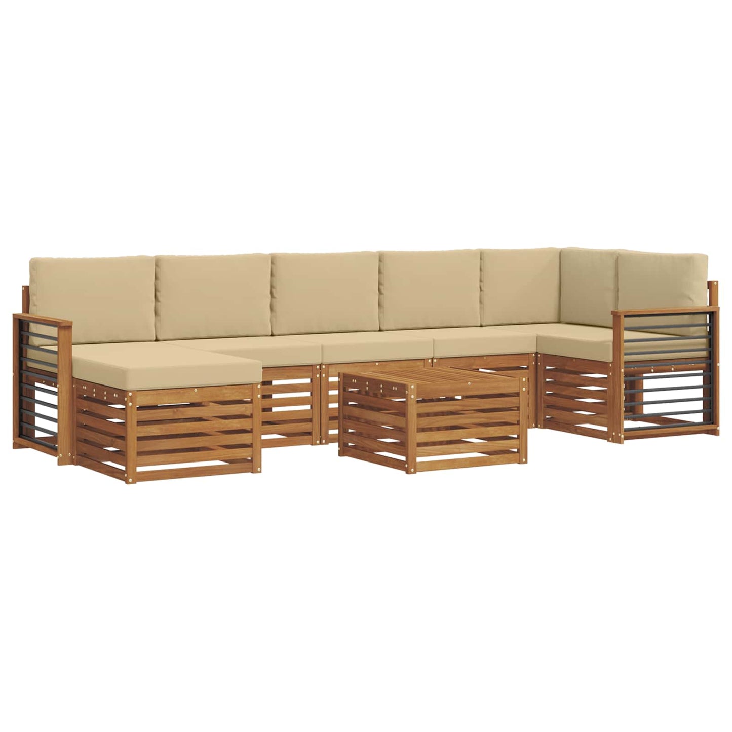 vidaXL Σειρά Καναπέ Εξωτερικού με μαξιλάρι 8 pcs Φυσικό και Μπεζ