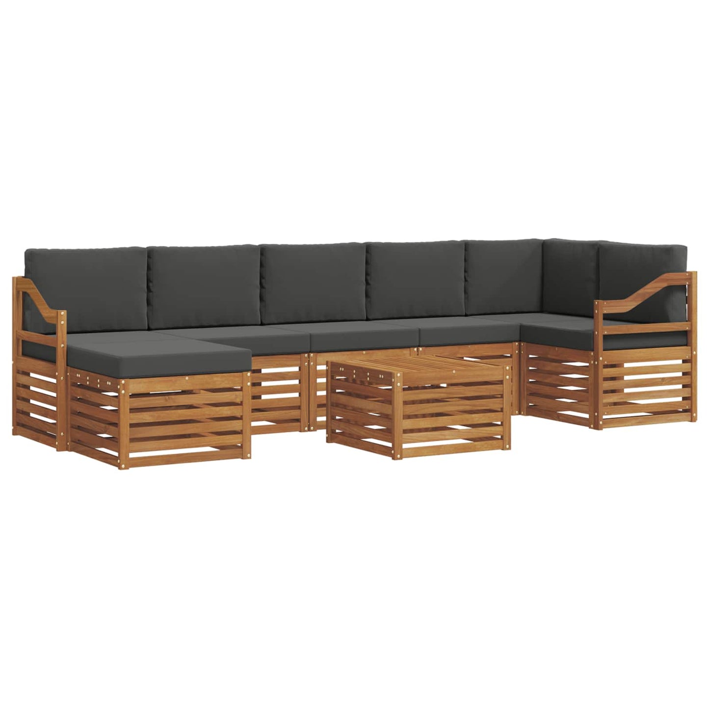 vidaXL Σειρά Καναπέ Εξωτερικού με μαξιλάρι 8 pcs Φυσικό και Ανθρακί