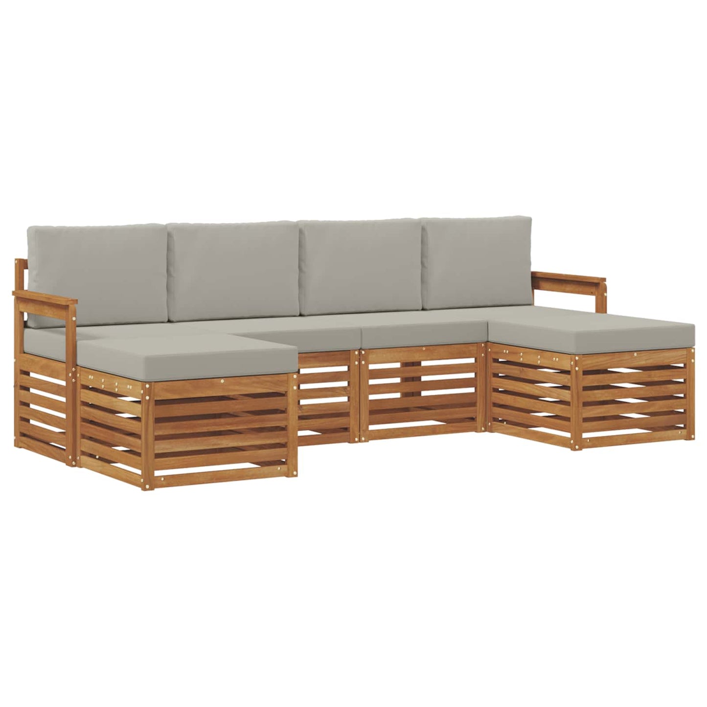 vidaXL Σετ Καναπέ 6 pcs Φυσικό και Ανοιχτό Γκρι Στερεό Ξύλο Ακακίας
