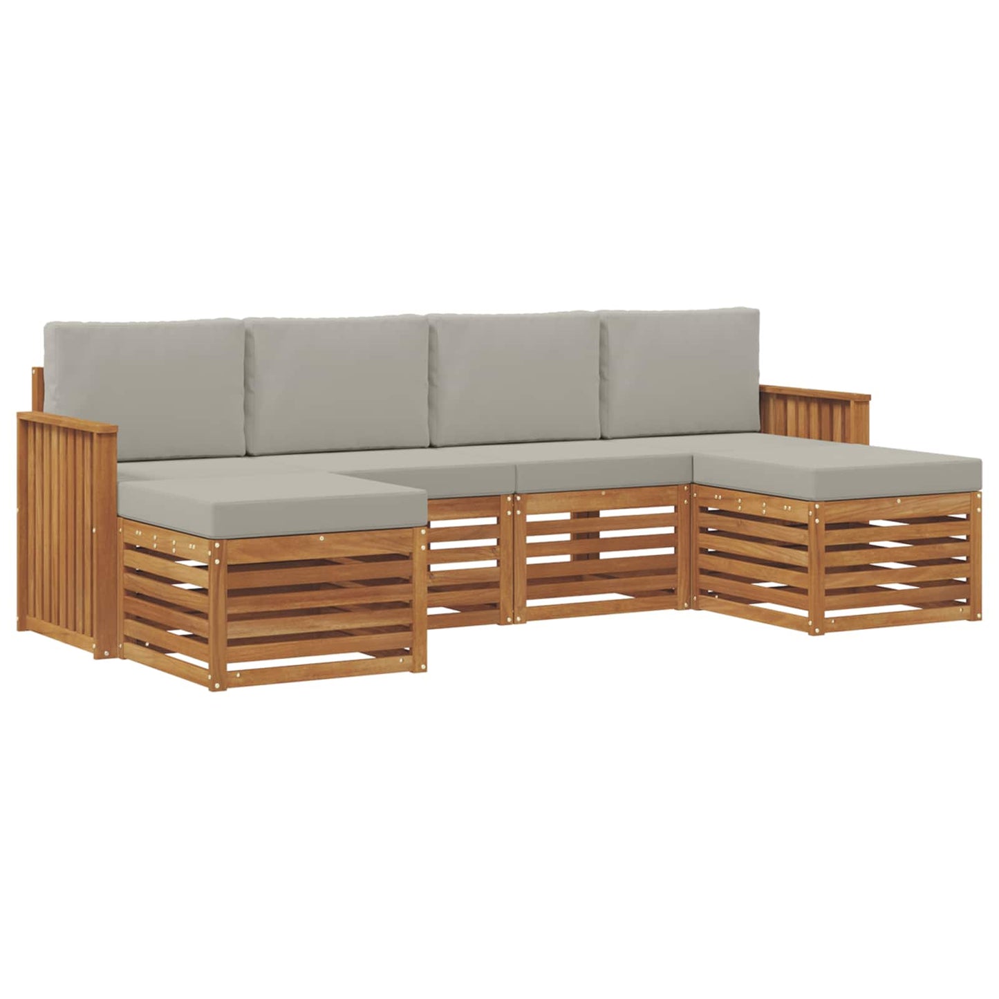 vidaXL Σετ Καναπέ 6 pcs Φυσικό και Ανοιχτό Γκρι Στερεό Ξύλο Ακακίας