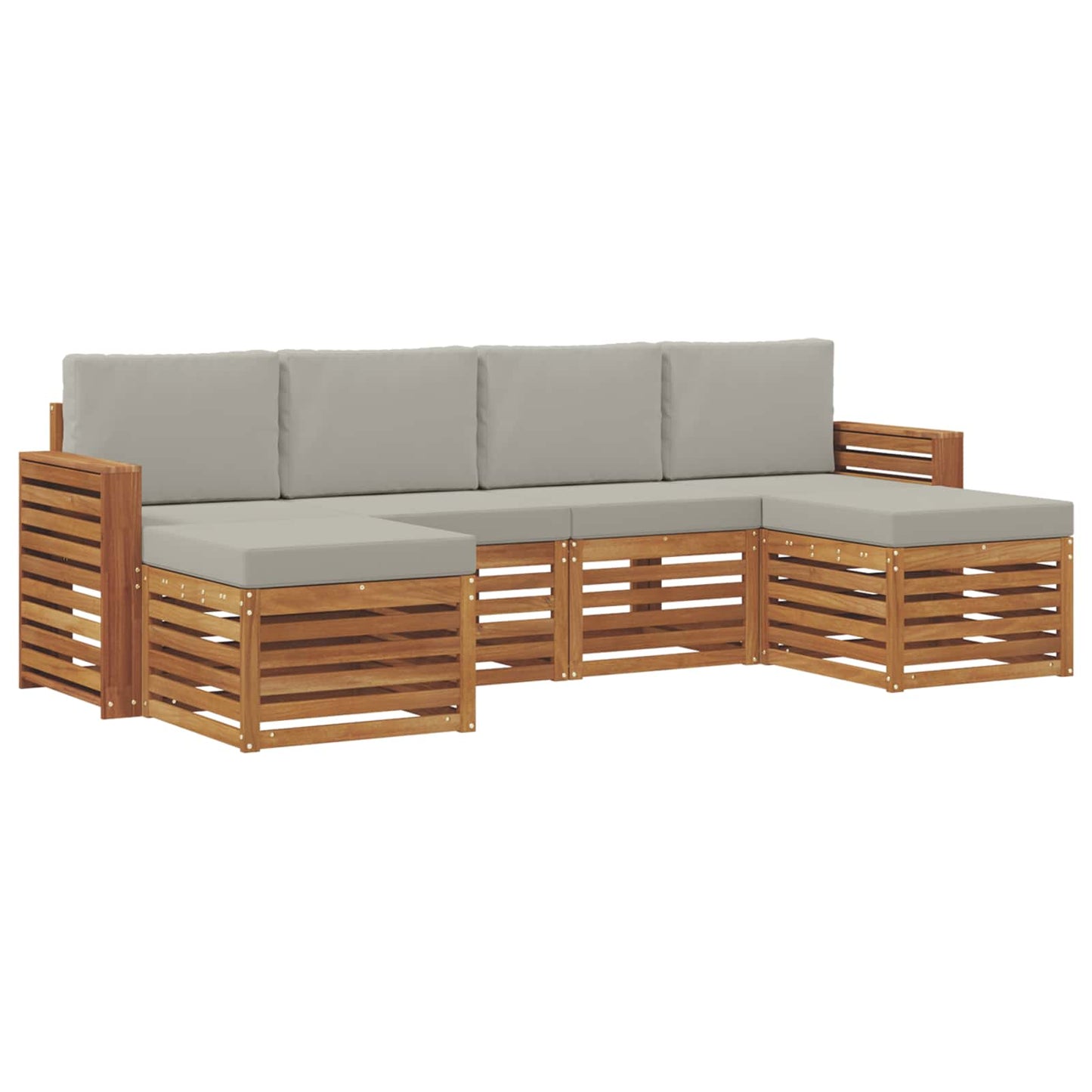 vidaXL Σετ Καναπέ 6 pcs Φυσικό και Ανοιχτό Γκρι Στερεό Ξύλο Ακακίας