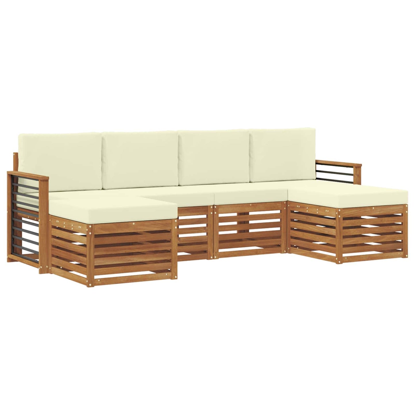 vidaXL Σετ Καναπέ 6 pcs Φυσικό και Κρέμα Στερεό Ξύλο Ακακίας