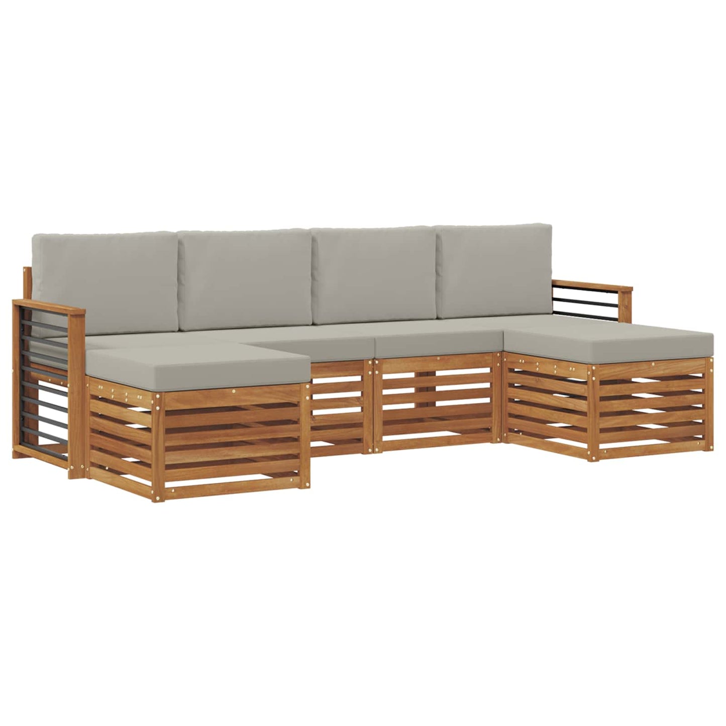 vidaXL Σετ Καναπέ 6 pcs Φυσικό και Ανοιχτό Γκρι Στερεό Ξύλο Ακακίας