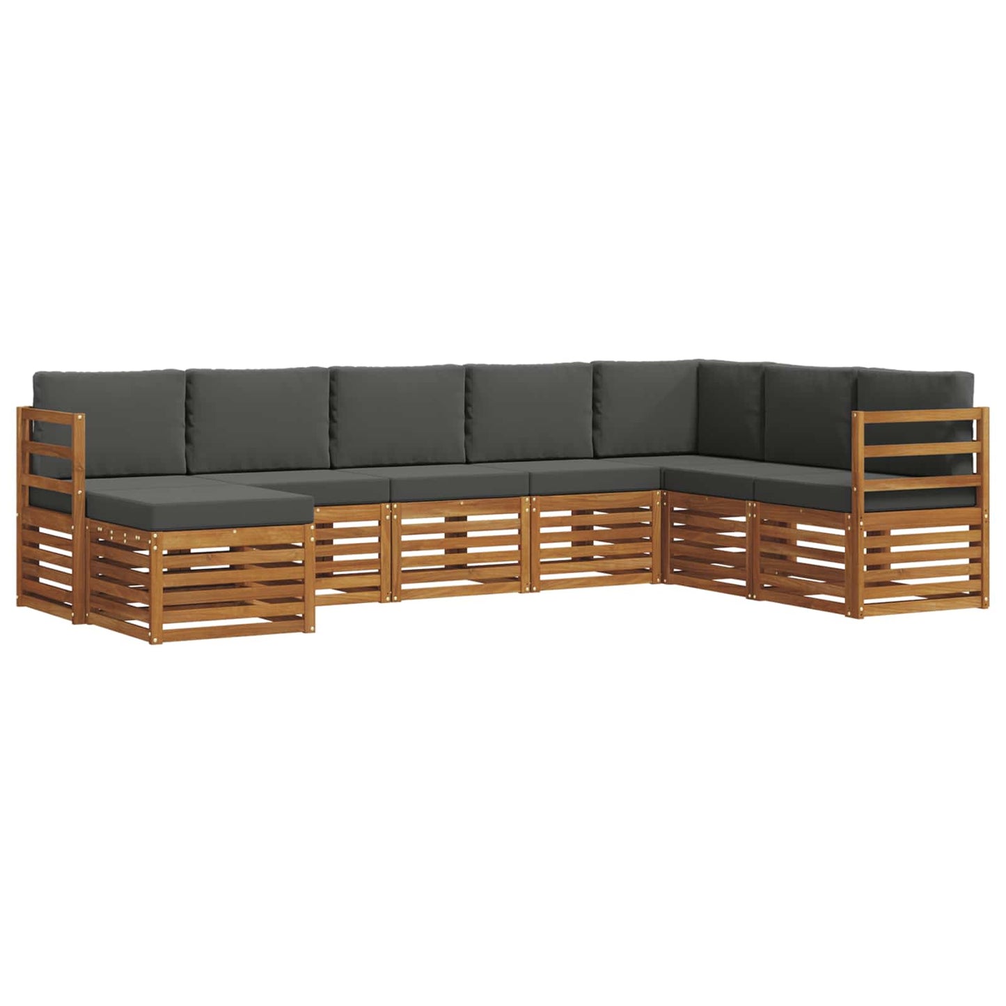 vidaXL Σειρά Καναπέ Εξωτερικού με μαξιλάρι 8 pcs Φυσικό και Ανθρακί