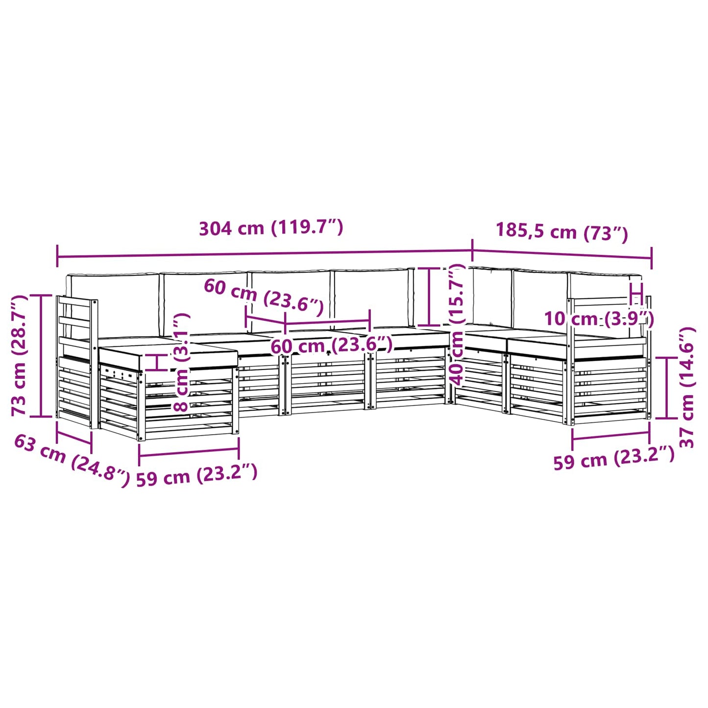 vidaXL Σειρά Καναπέ Εξωτερικού με μαξιλάρι 8 pcs Φυσικό και Ανθρακί
