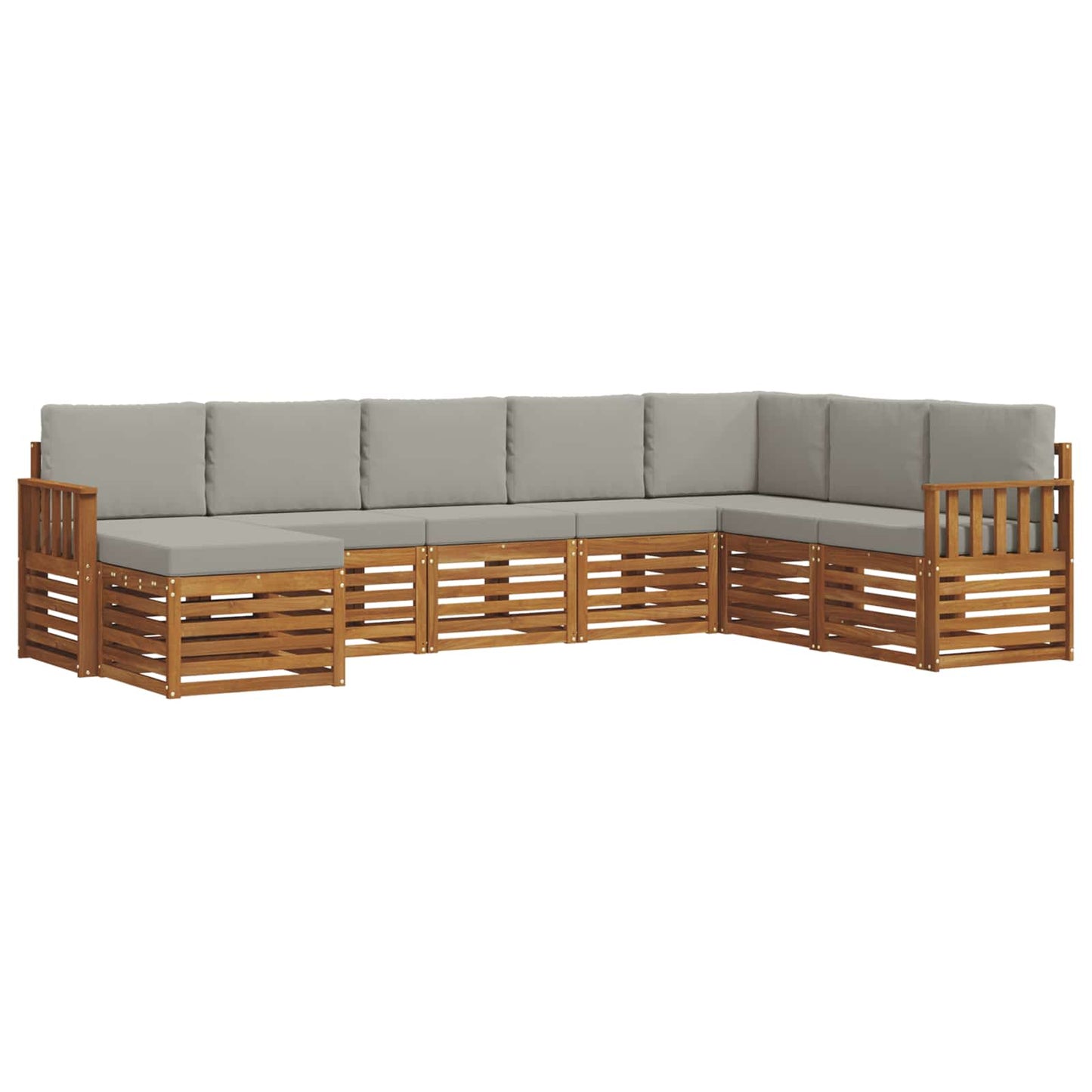 vidaXL Σειρά Καναπέ Εξωτερικού 8 pcs Φυσικό και Ανοιχτό Γκρι